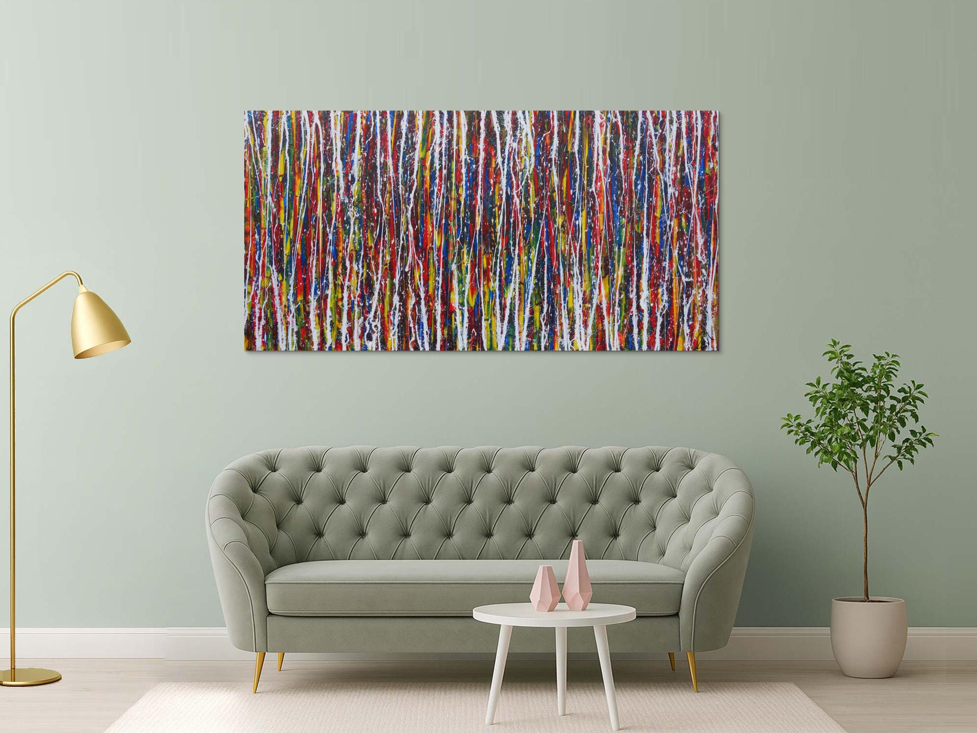 Abstraktes Acrylbild sehr bunt viele Farben Action Painting Modern Art zeitgenössisch expressionistisch