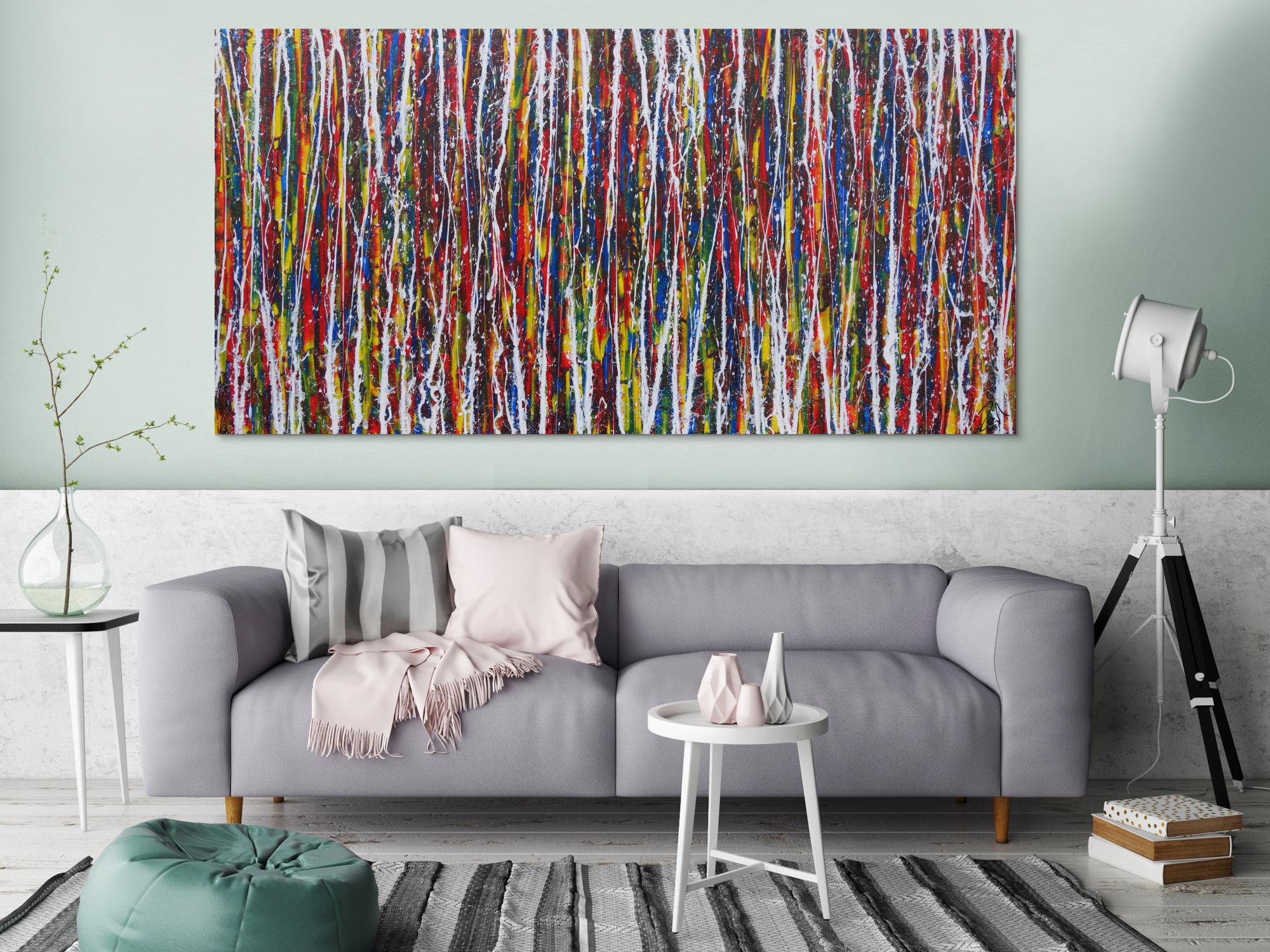 Abstraktes Acrylbild sehr bunt viele Farben Action Painting Modern Art zeitgenössisch expressionistisch