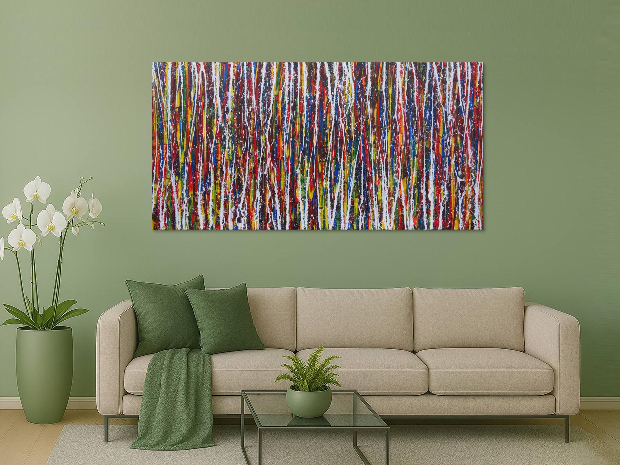 Abstraktes Acrylbild sehr bunt viele Farben Action Painting Modern Art zeitgenössisch expressionistisch