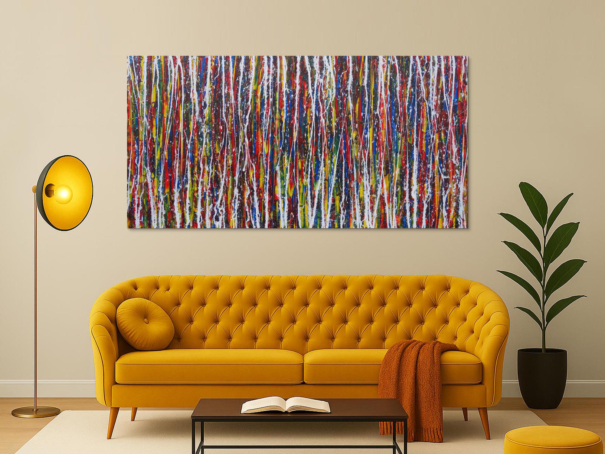 Abstraktes Acrylbild sehr bunt viele Farben Action Painting Modern Art zeitgenössisch expressionistisch