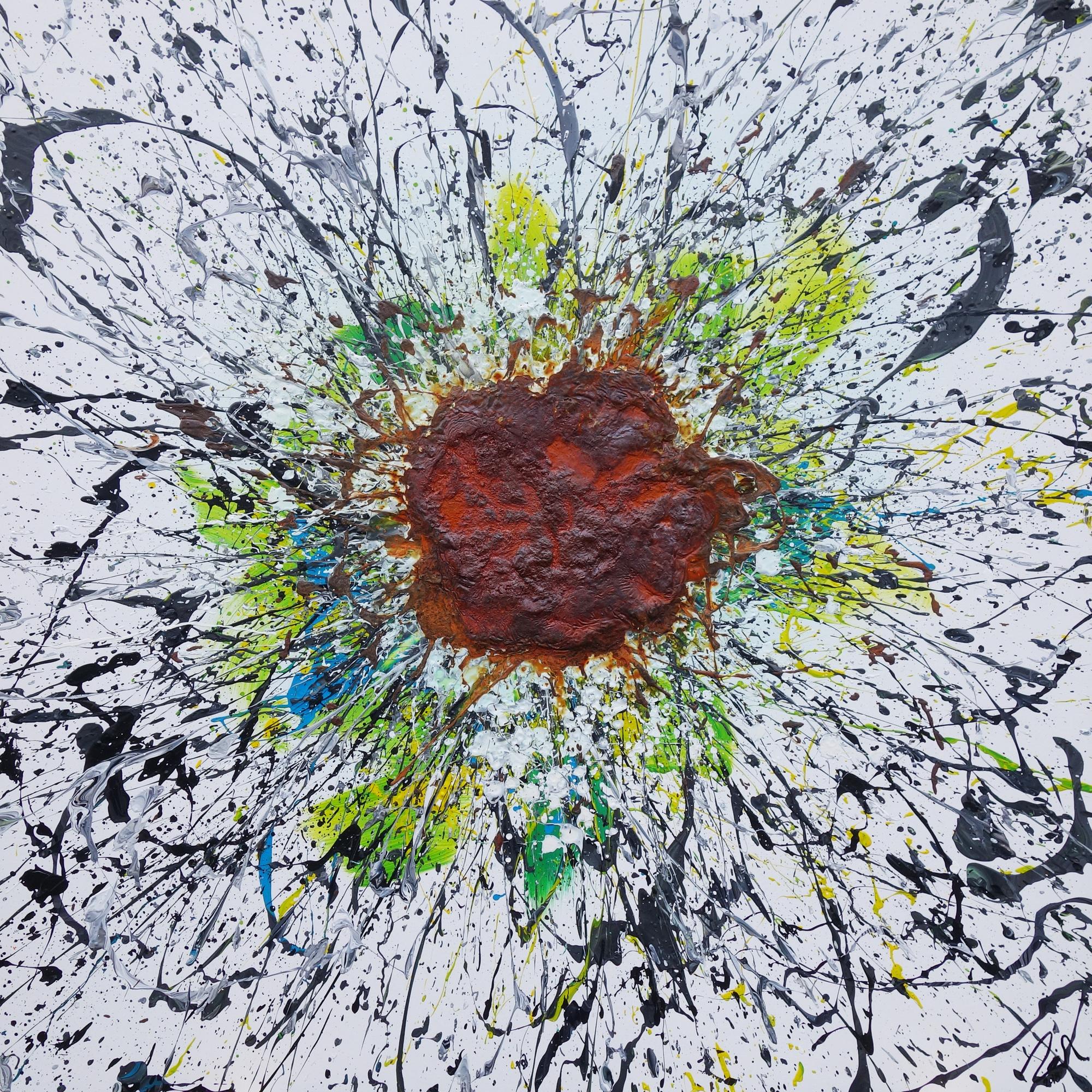 Abstraktes Acrylbild aus echtem Rost und Acryl Mischtechnik Splash Art aus Rost sehr modern zeitgenössisch