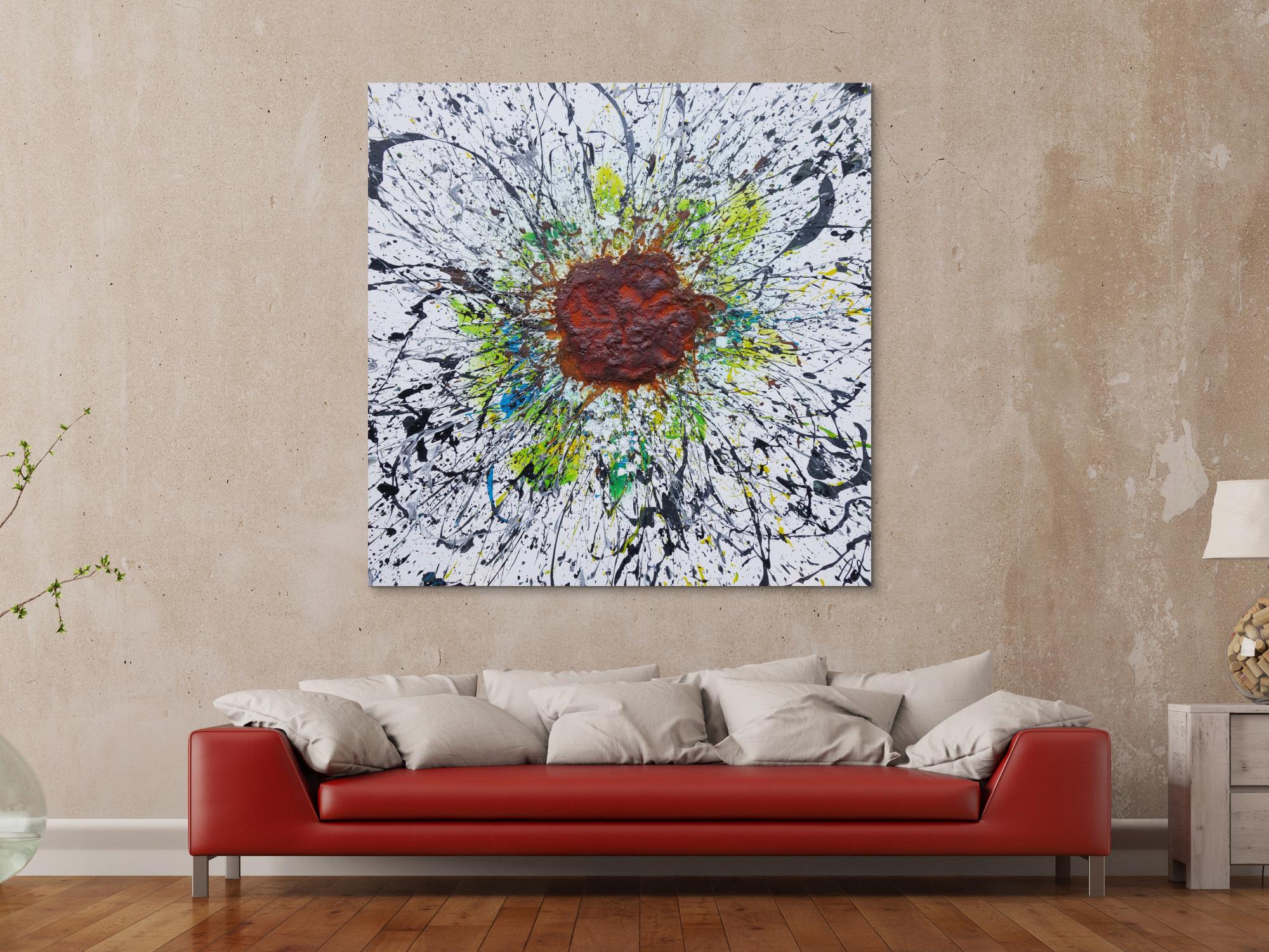 Abstraktes Acrylbild aus echtem Rost und Acryl Mischtechnik Splash Art aus Rost sehr modern zeitgenössisch