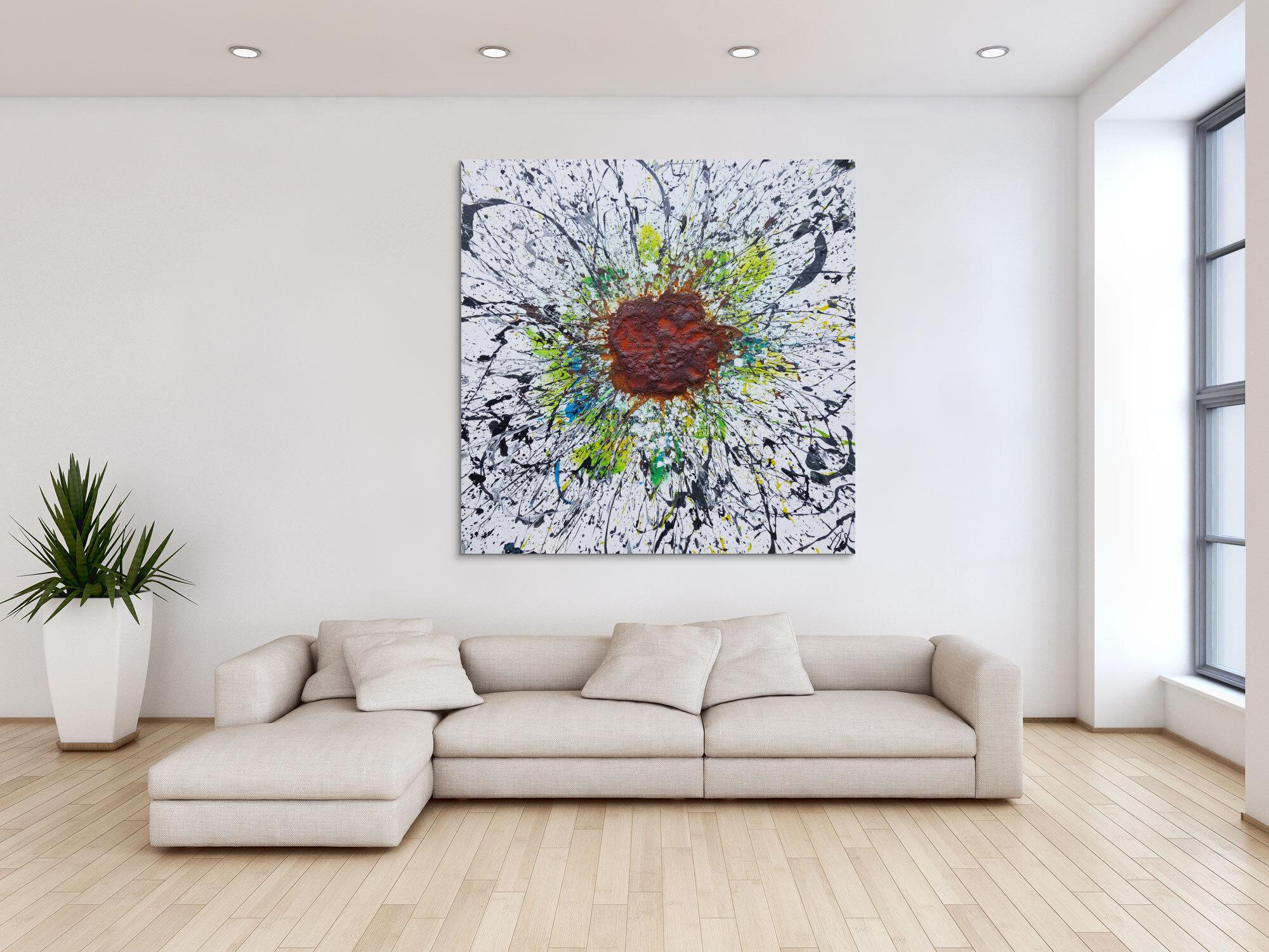 Abstraktes Acrylbild aus echtem Rost und Acryl Mischtechnik Splash Art aus Rost sehr modern zeitgenössisch