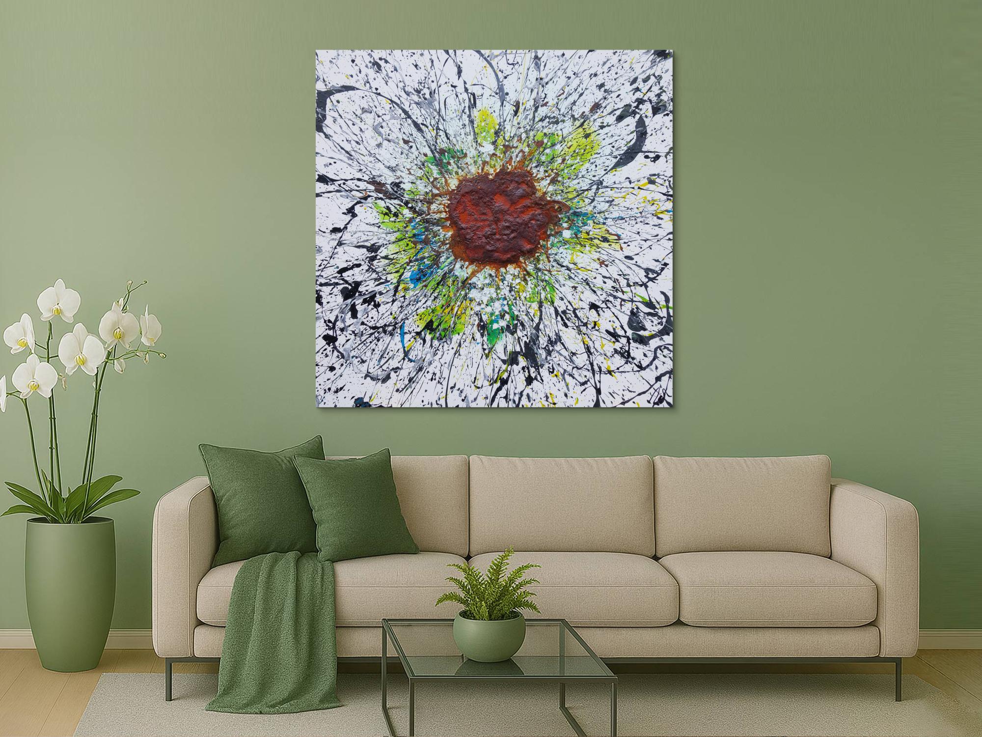 Abstraktes Acrylbild aus echtem Rost und Acryl Mischtechnik Splash Art aus Rost sehr modern zeitgenössisch