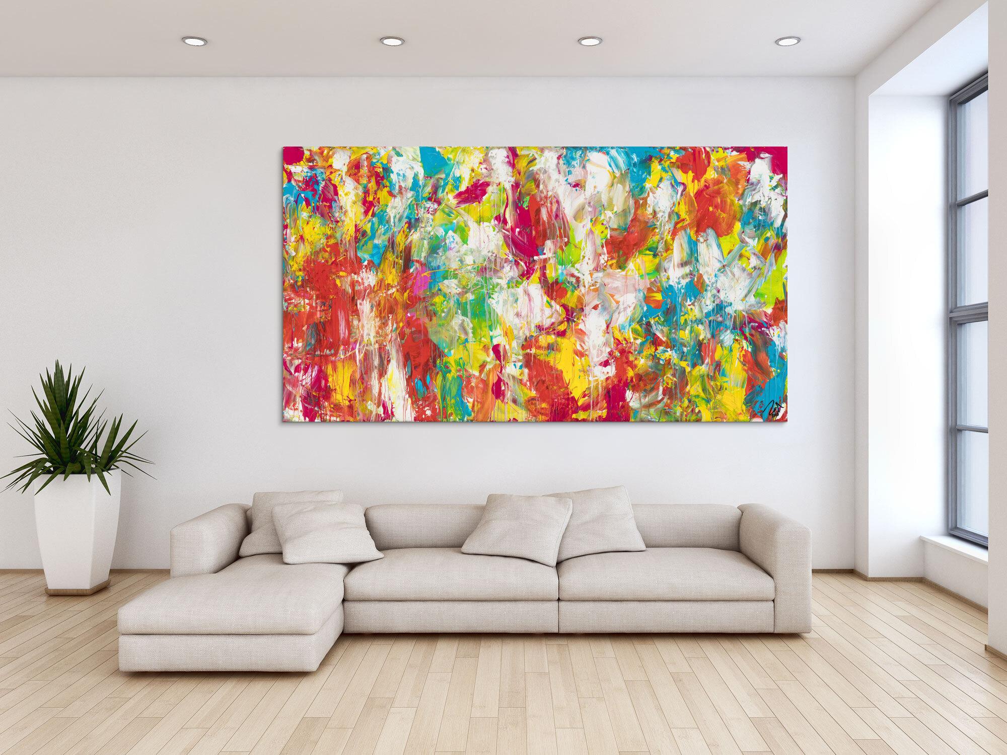 Gemälde Original abstrakt 120x220cm Mischtechnik zeitgenössisch handgemalt  rot weiß braun Unikat