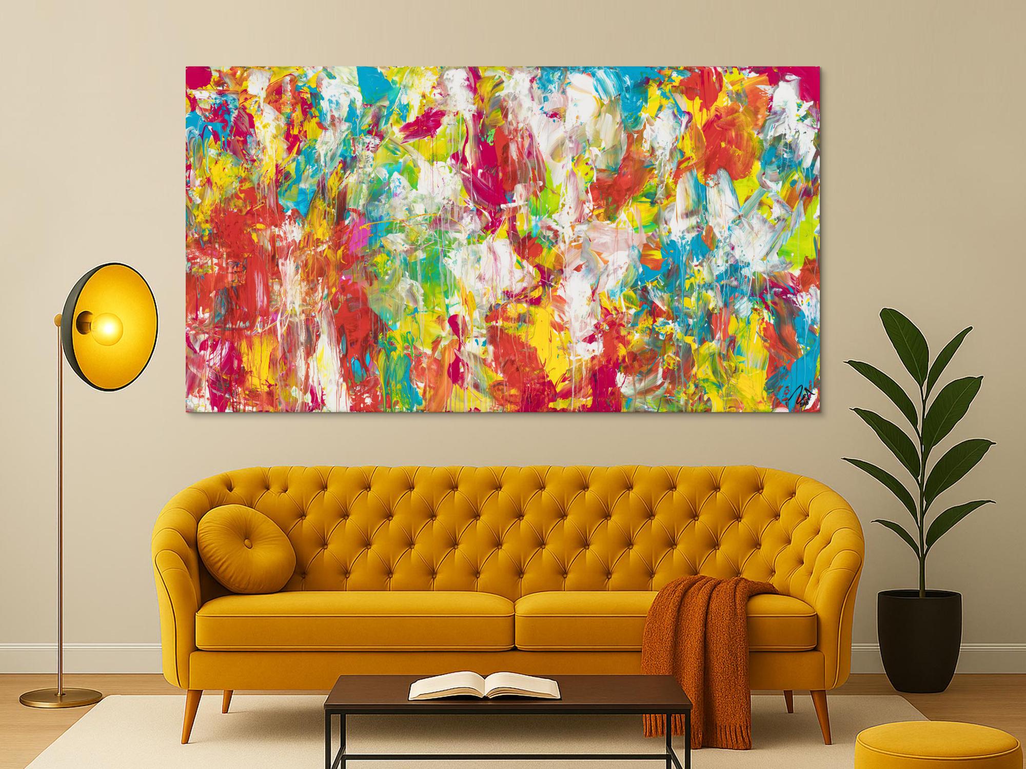 Gemälde Original abstrakt 120x220cm Mischtechnik zeitgenössisch handgemalt  rot weiß braun Unikat