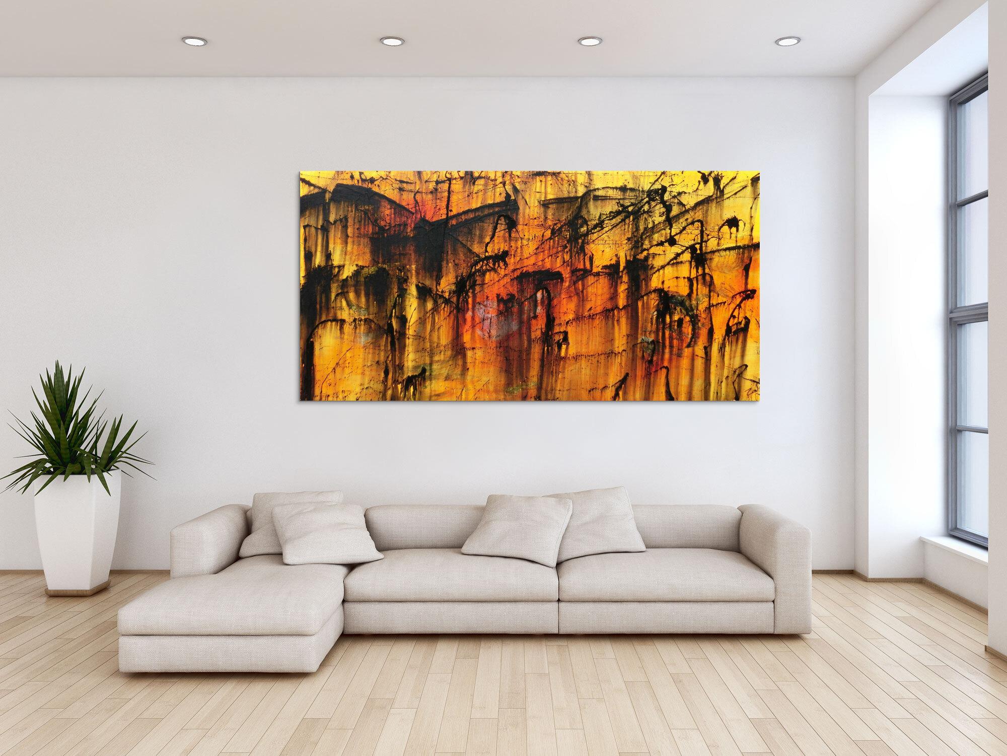 Modernes Acryl Gemälde in orange