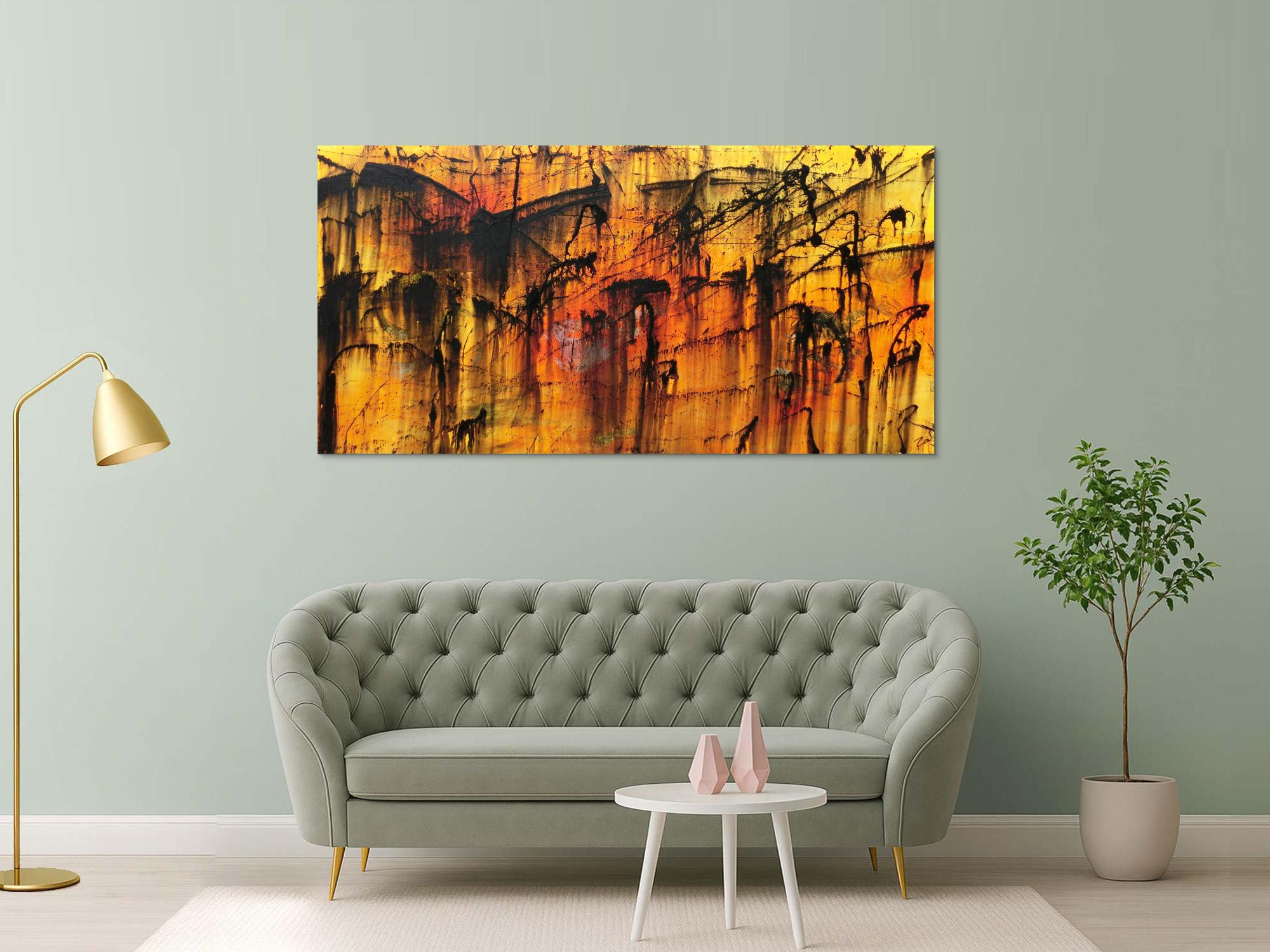 Modernes Acryl Gemälde in orange