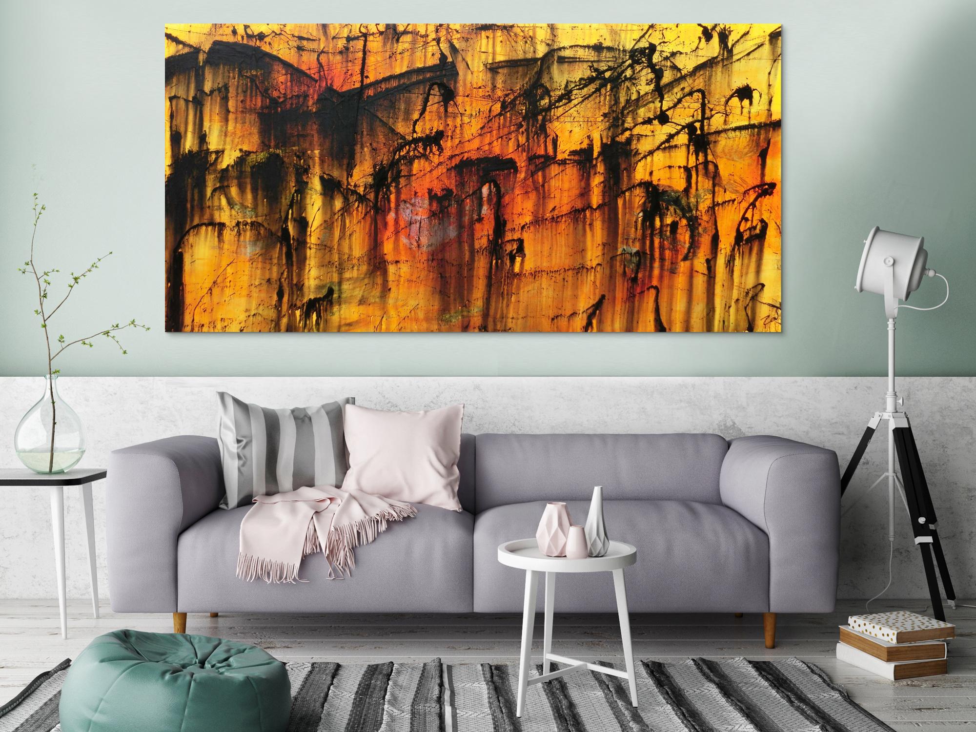 Modernes Acryl Gemälde in orange