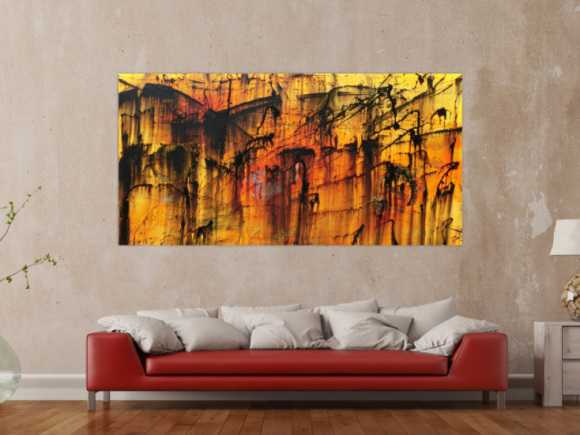 Modernes Acryl Gemälde in orange