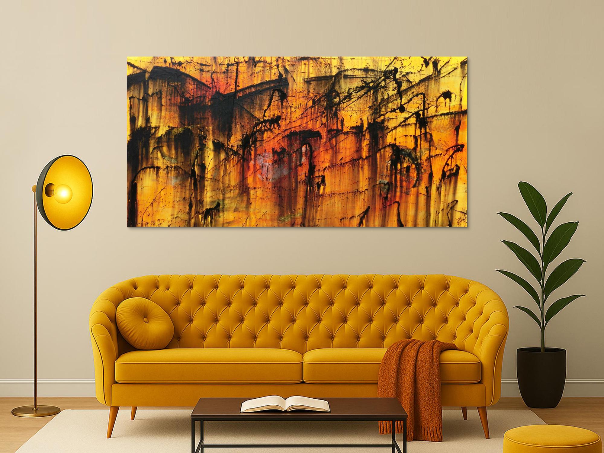 Modernes Acryl Gemälde in orange