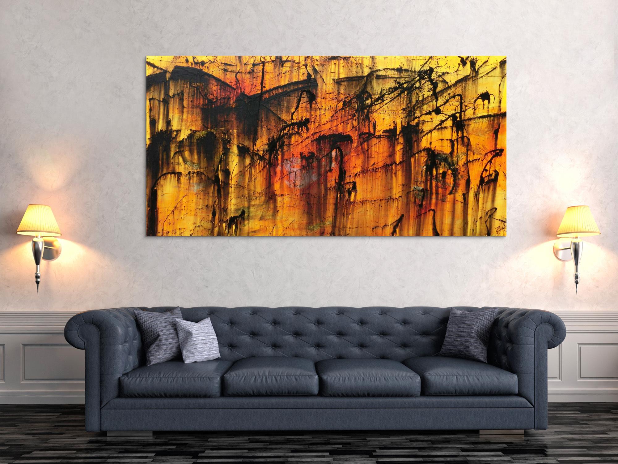 Modernes Acryl Gemälde in orange