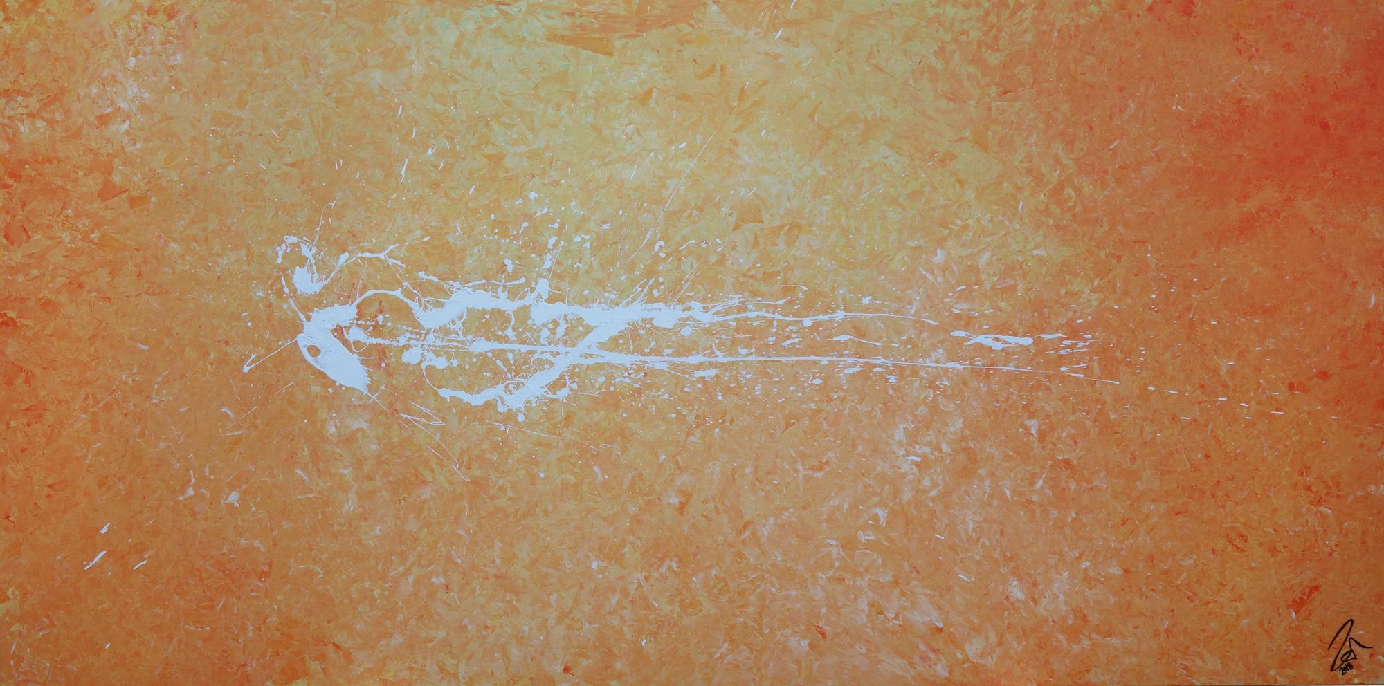 Abstraktes Acrylbild modern schlicht in orange weiß zeitgenössisch