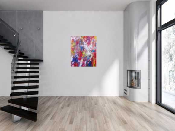 Abstraktes Acrylbild bunt modern Mischtechnik Action Painting zeitgenössisch