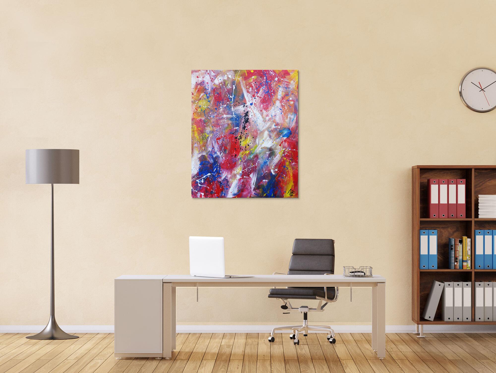 Abstraktes Acrylbild bunt modern Mischtechnik Action Painting zeitgenössisch