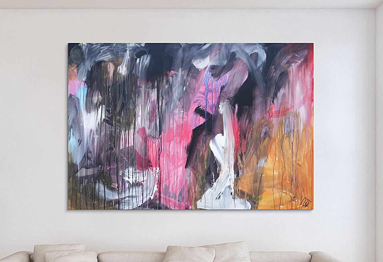Abstraktes Kunstwerk in Rot und Orange