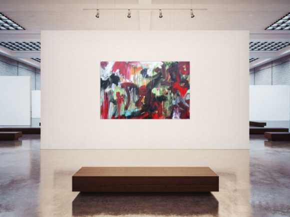 Abstraktes Acrylbild modernes Gemälde Mischtechnik rot schwarz weiß