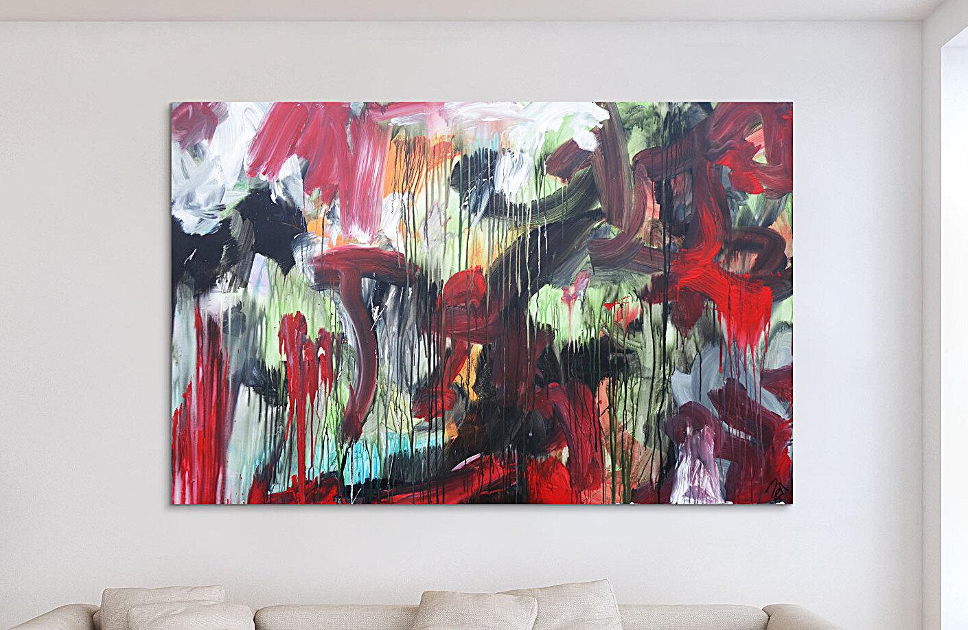 Abstraktes Kunstwerk in Rot und Orange