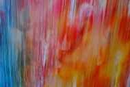 Detailaufnahme Abstraktes Acrylbild pastell Farben bunt hell modern orange rosa weiß hellblau
