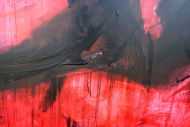 Detailaufnahme Abstraktes Acrylbild modern zeitgenössische Mischtechnik in rot und schwarz