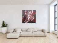 Abstraktes Acrylbild Action Painting schwarz rot weiß modern