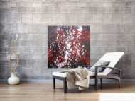 Abstraktes Acrylbild Action Painting schwarz rot weiß modern