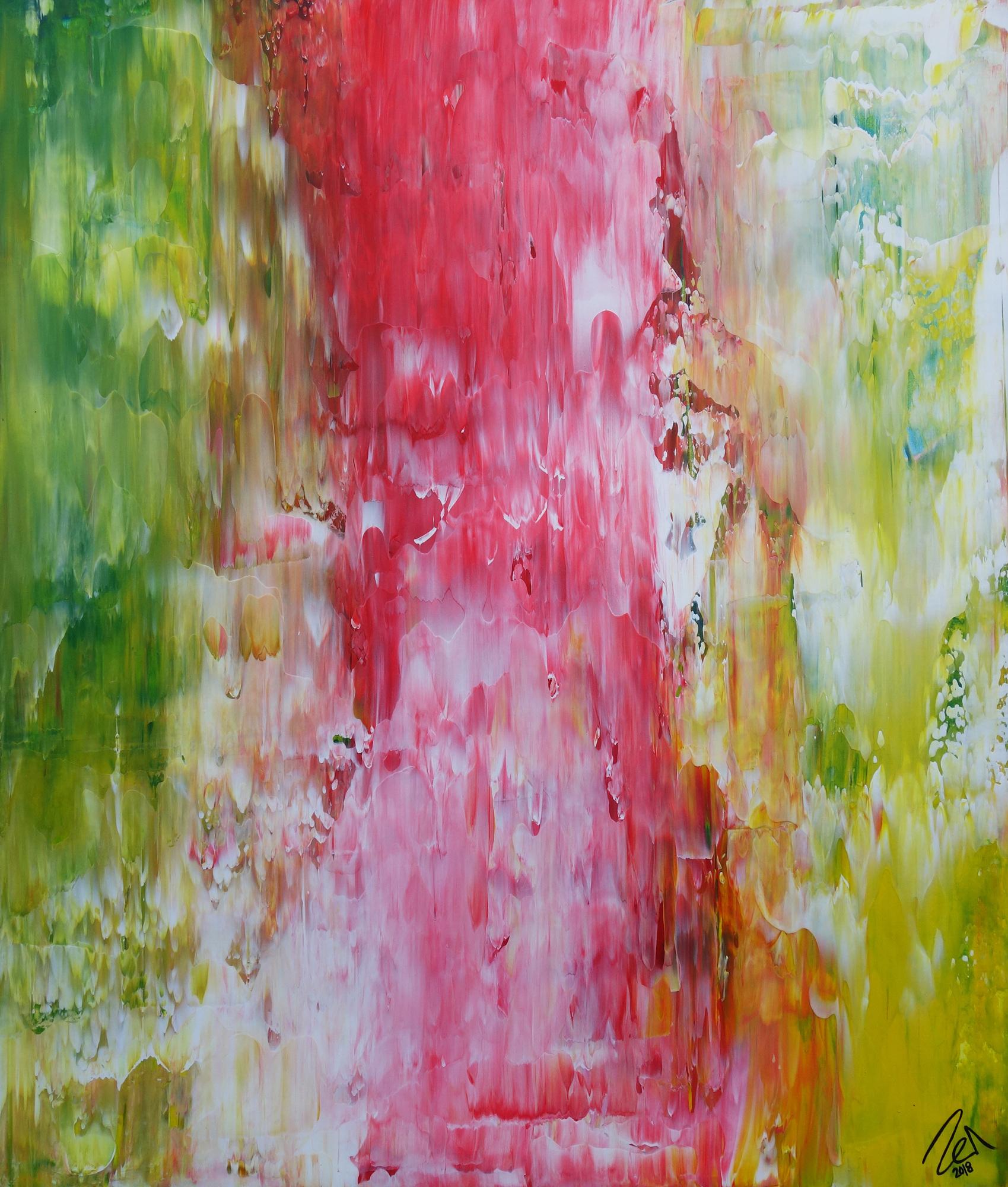 Abstraktes Acrylbild Spachteltechnik bunt helle Farben modern zeitgenössisch