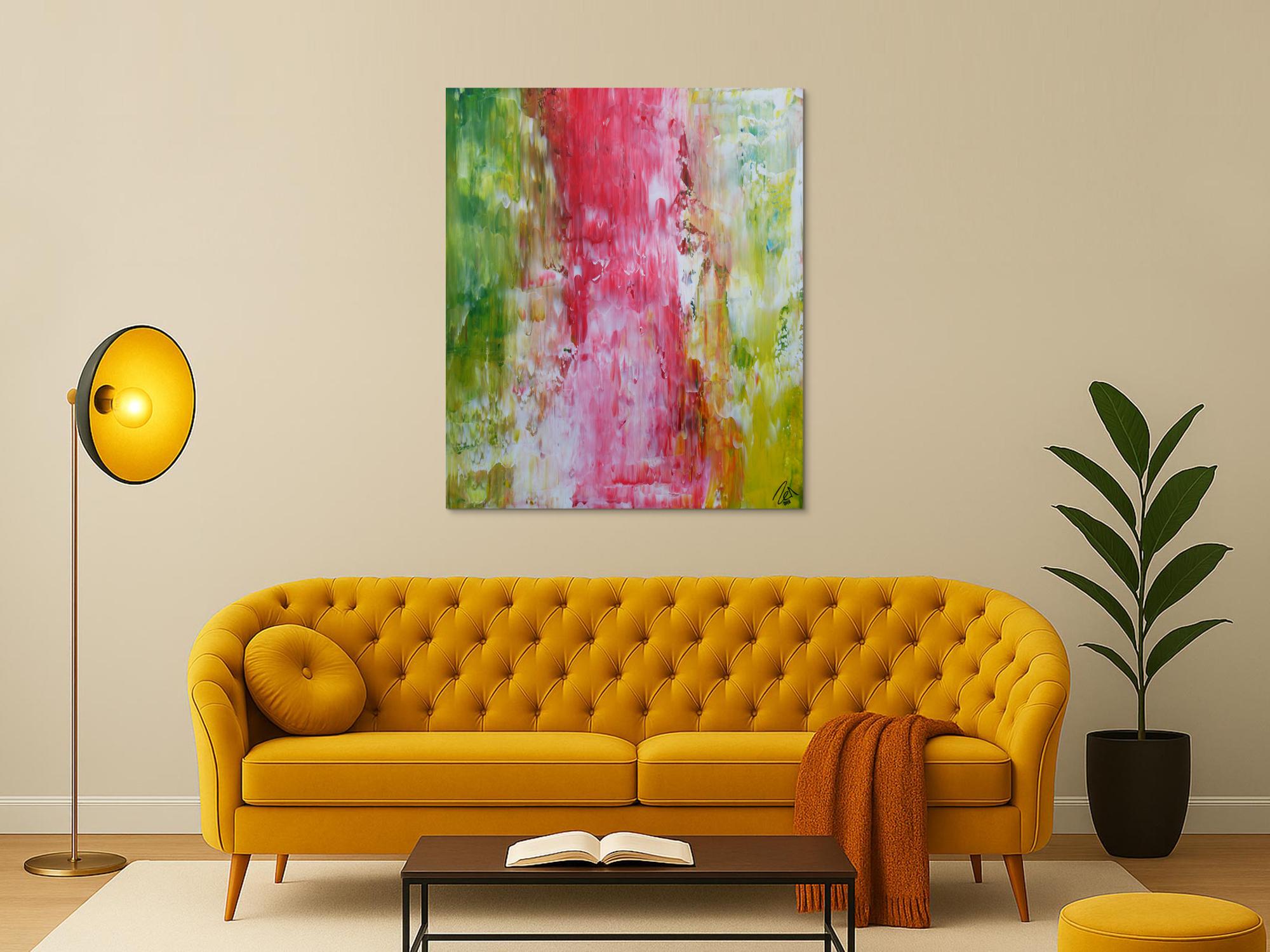 Abstraktes Acrylbild Spachteltechnik bunt helle Farben modern zeitgenössisch