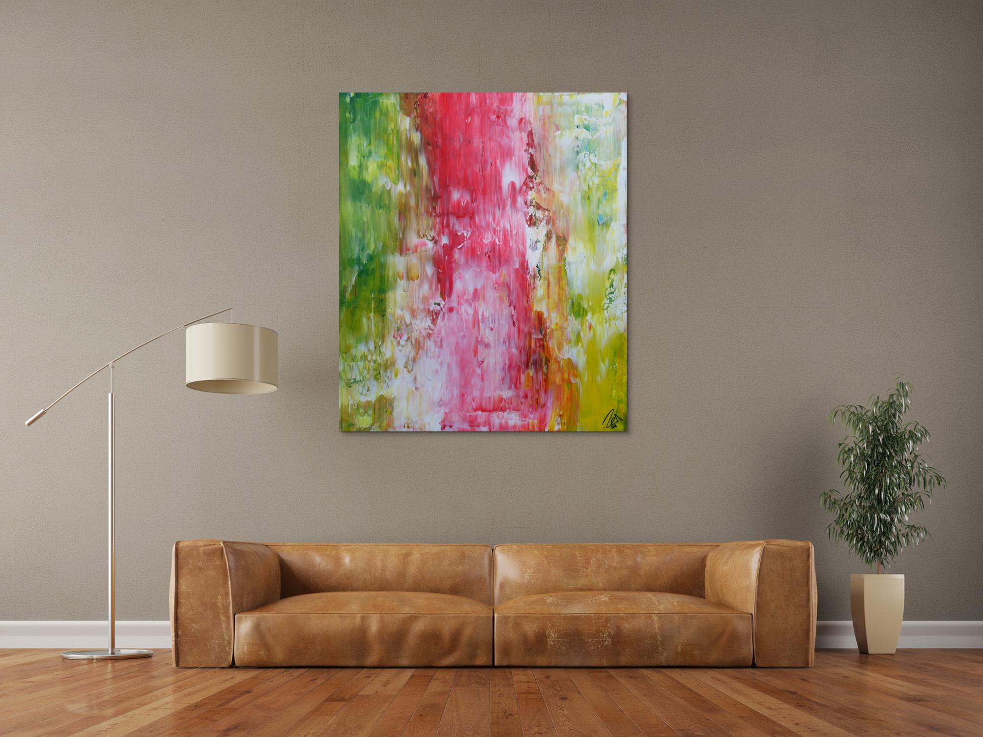 Abstraktes Acrylbild Spachteltechnik bunt helle Farben modern zeitgenössisch