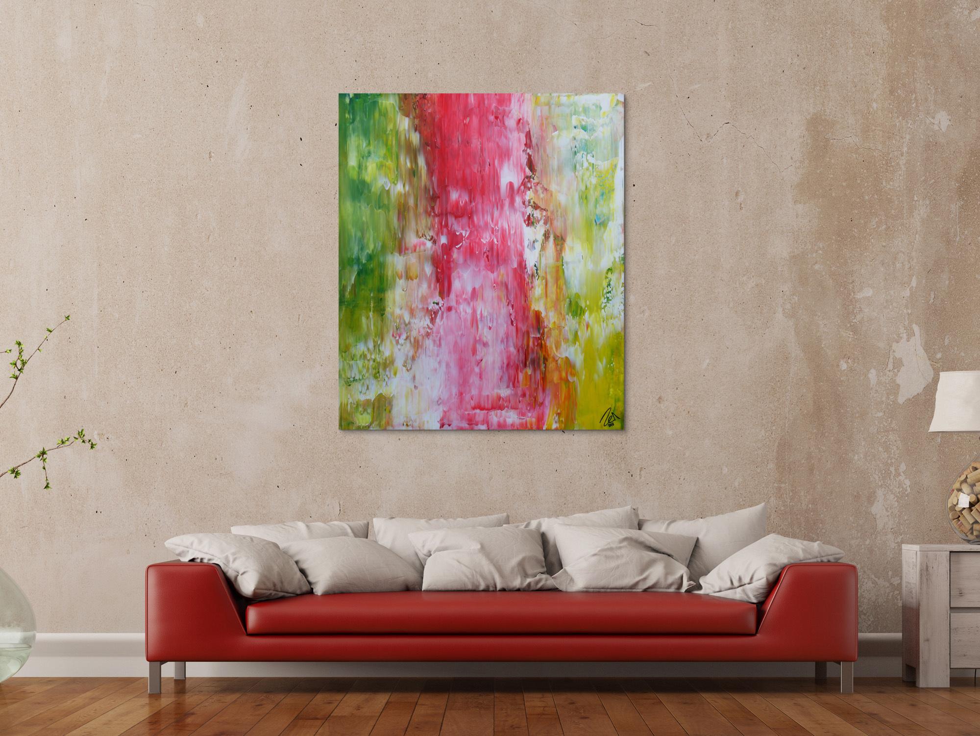 Abstraktes Acrylbild Spachteltechnik bunt helle Farben modern zeitgenössisch
