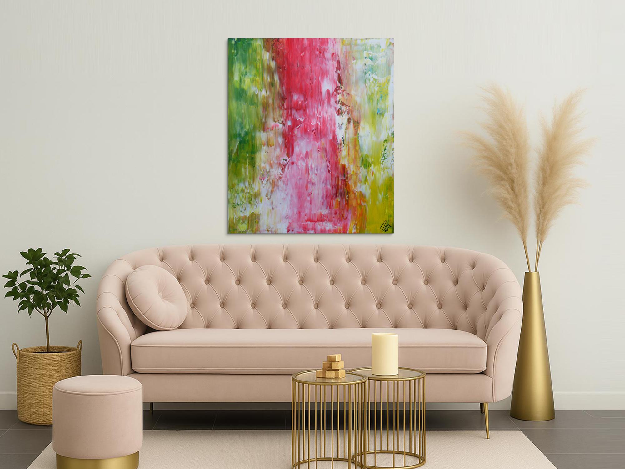 Abstraktes Acrylbild Spachteltechnik bunt helle Farben modern zeitgenössisch