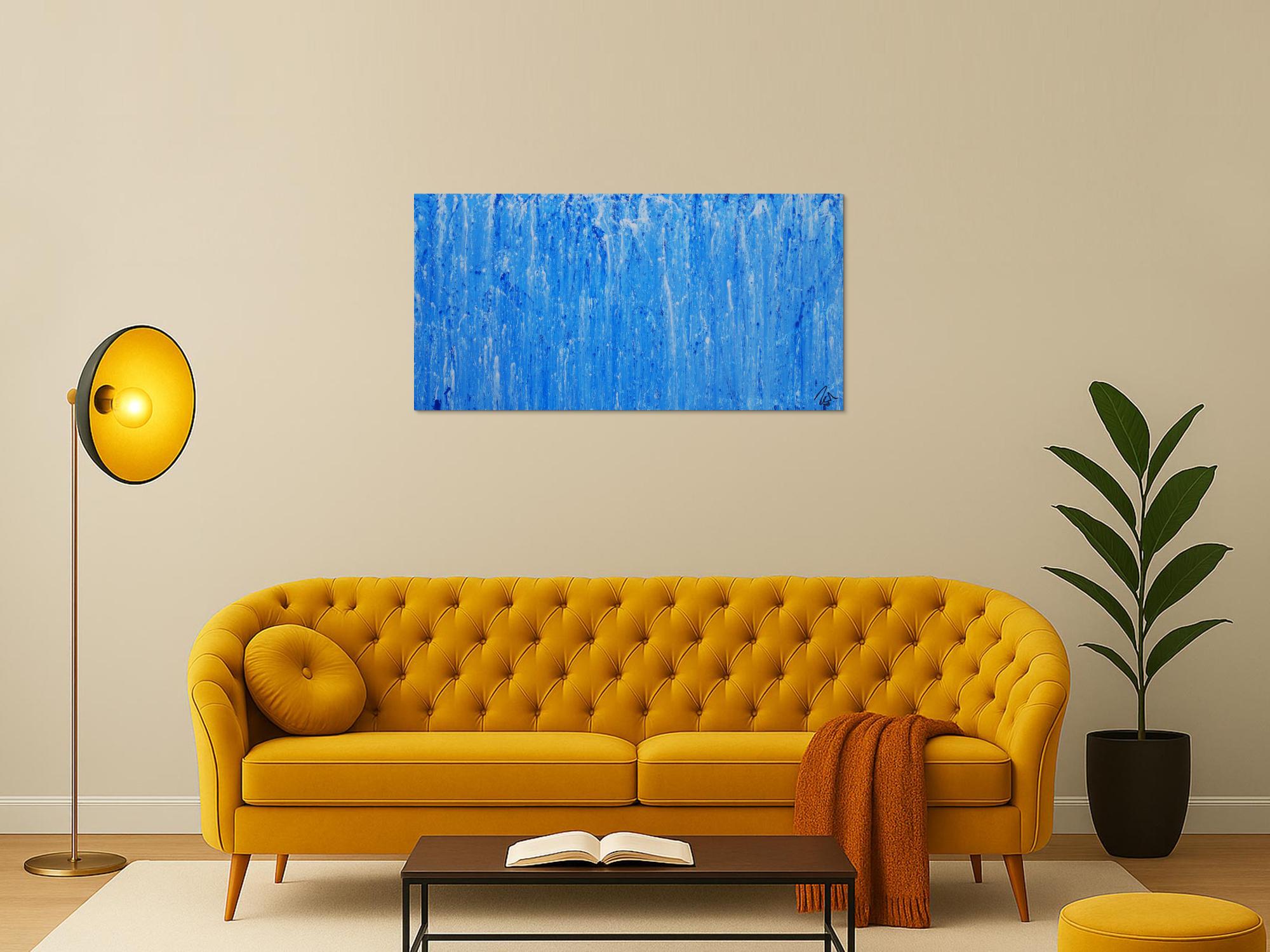 Abstraktes Acrylbild Mischtechnik hellblau weiß blau modern zeitgenössisch