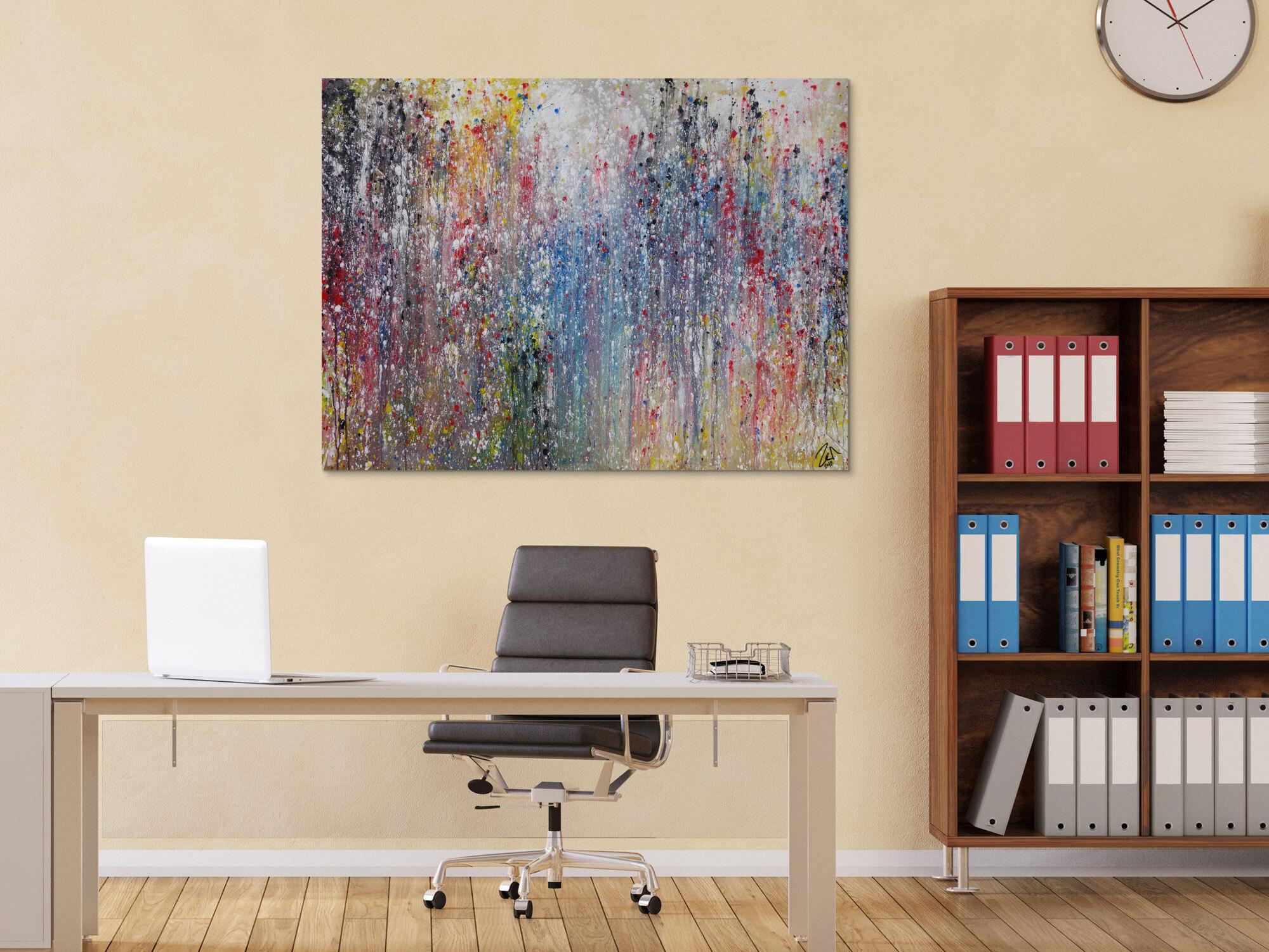 Abstraktes Acrylbild sehr bunt modern viele Farben Mischtechnik zeitgenössisch