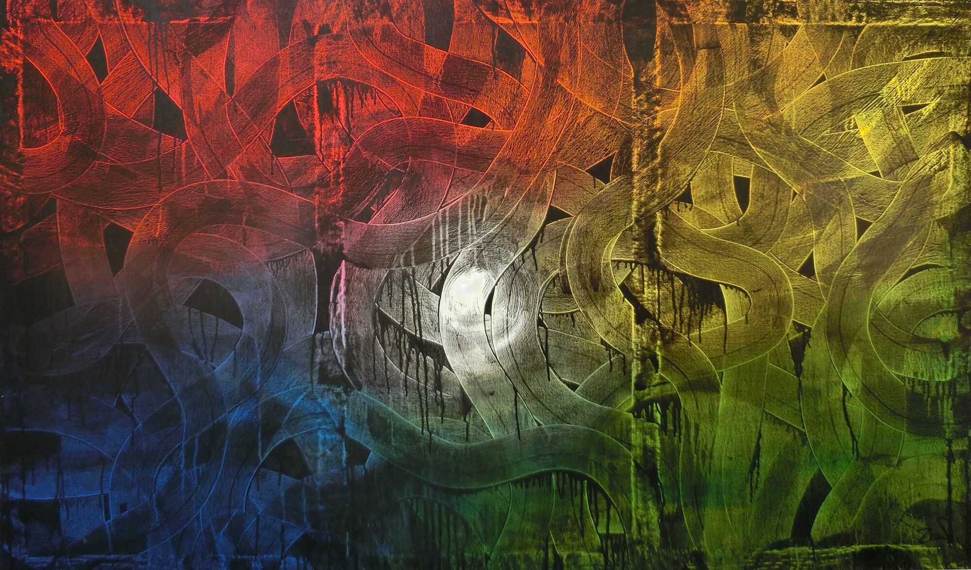 Buntes Gemälde abstrakt aus Acryl