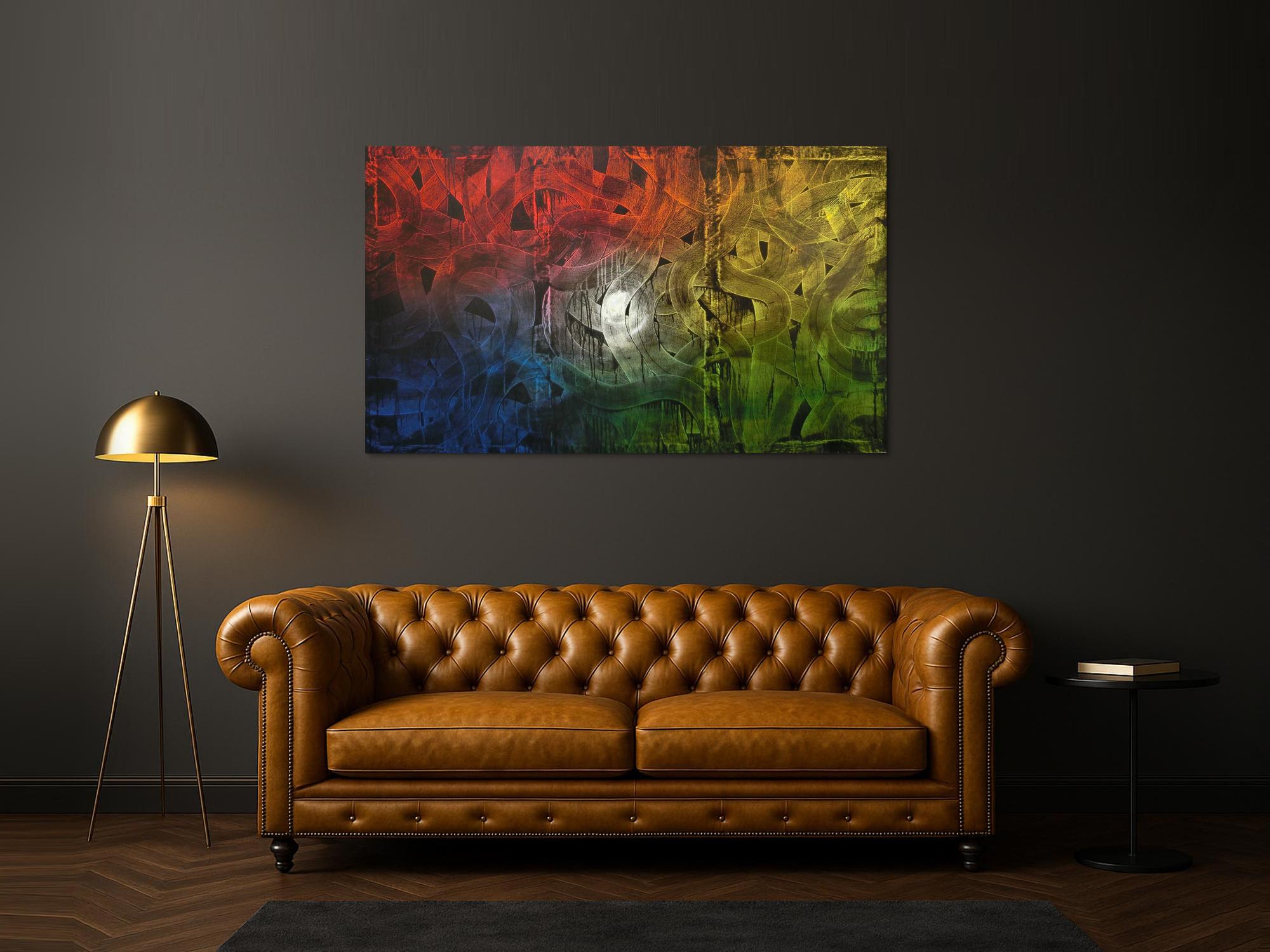 Buntes Gemälde abstrakt aus Acryl