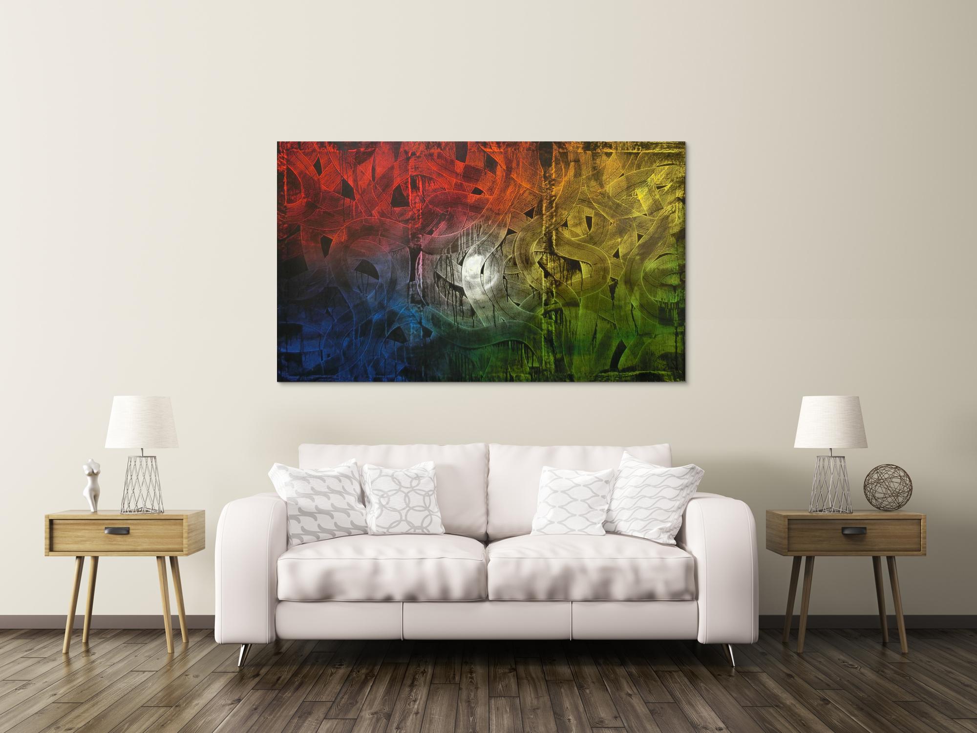 Buntes Gemälde abstrakt aus Acryl