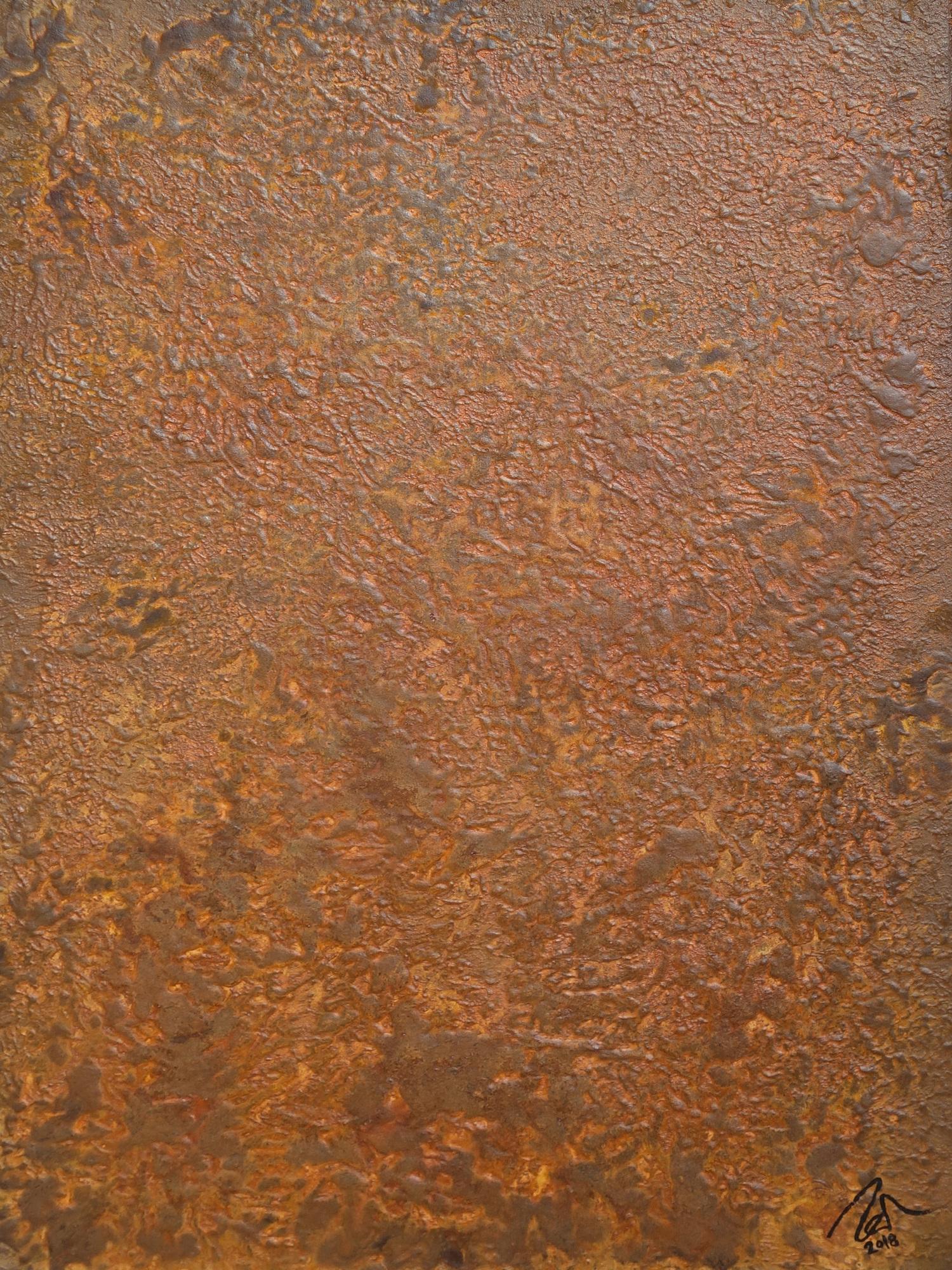 Abstraktes Bild aus echtem Rost Rostbild sehr modern braun orange Erdfarben