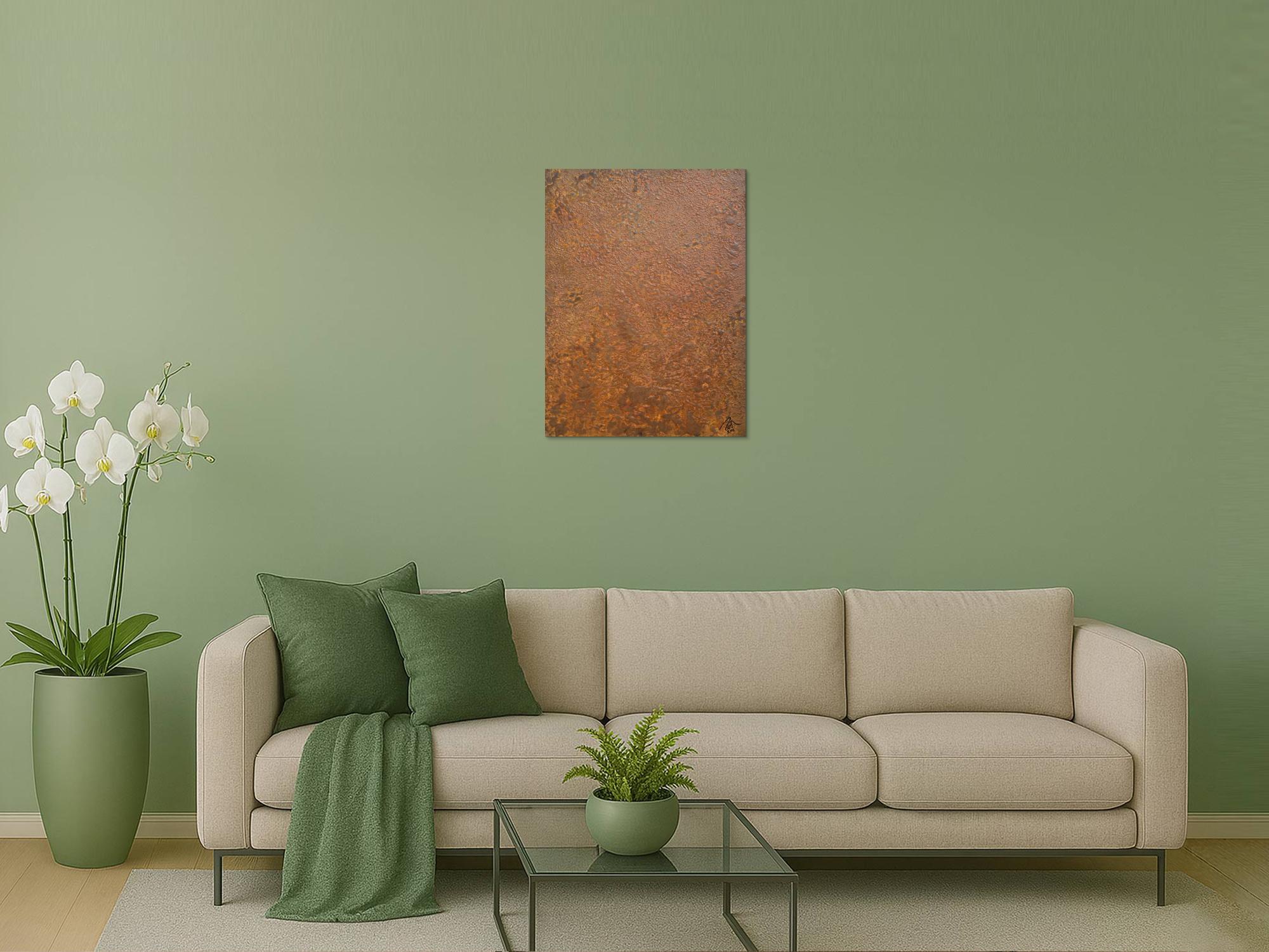 Abstraktes Bild aus echtem Rost Rostbild sehr modern braun orange Erdfarben