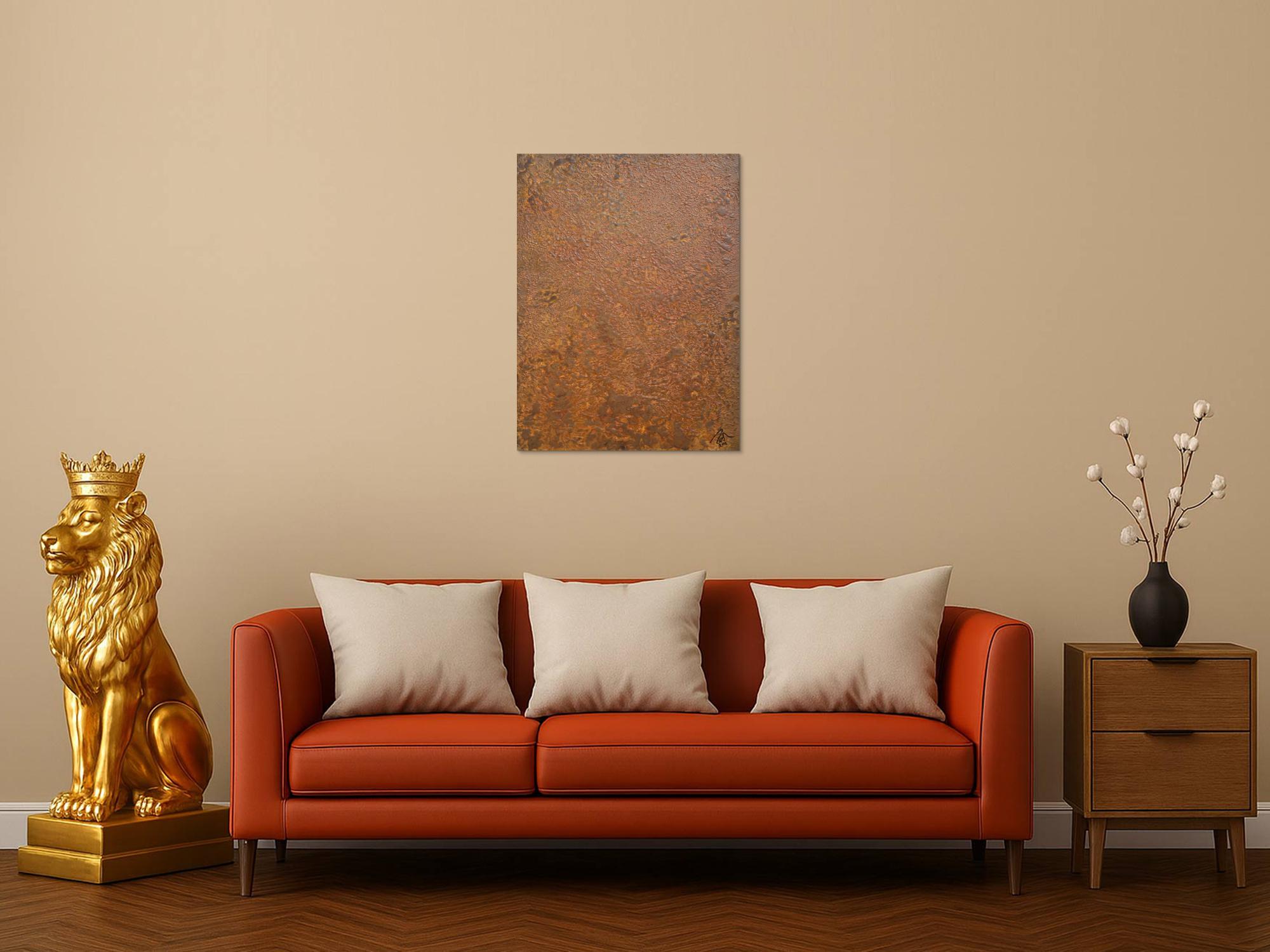 Abstraktes Bild aus echtem Rost Rostbild sehr modern braun orange Erdfarben