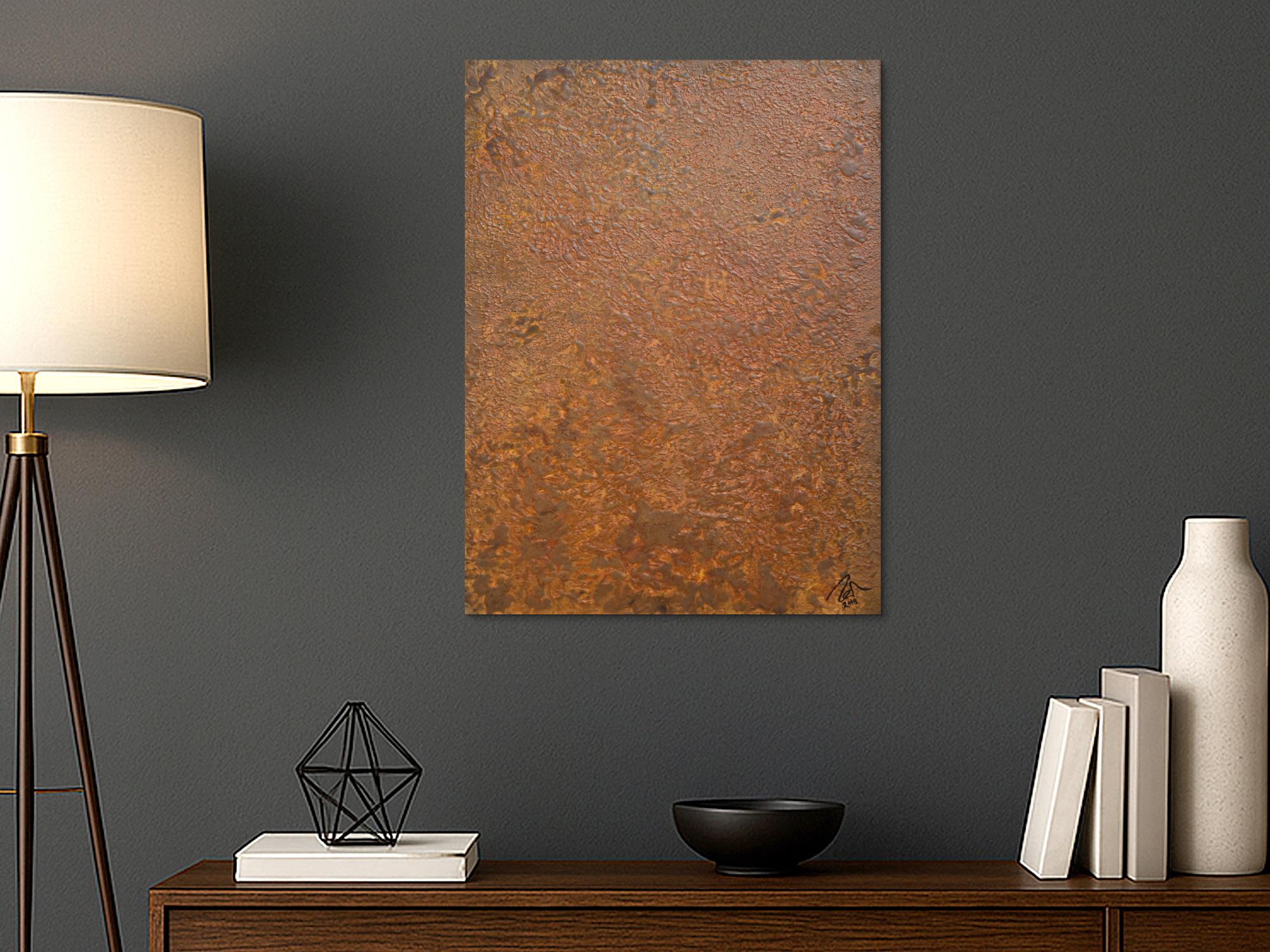 Abstraktes Bild aus echtem Rost Rostbild sehr modern braun orange Erdfarben