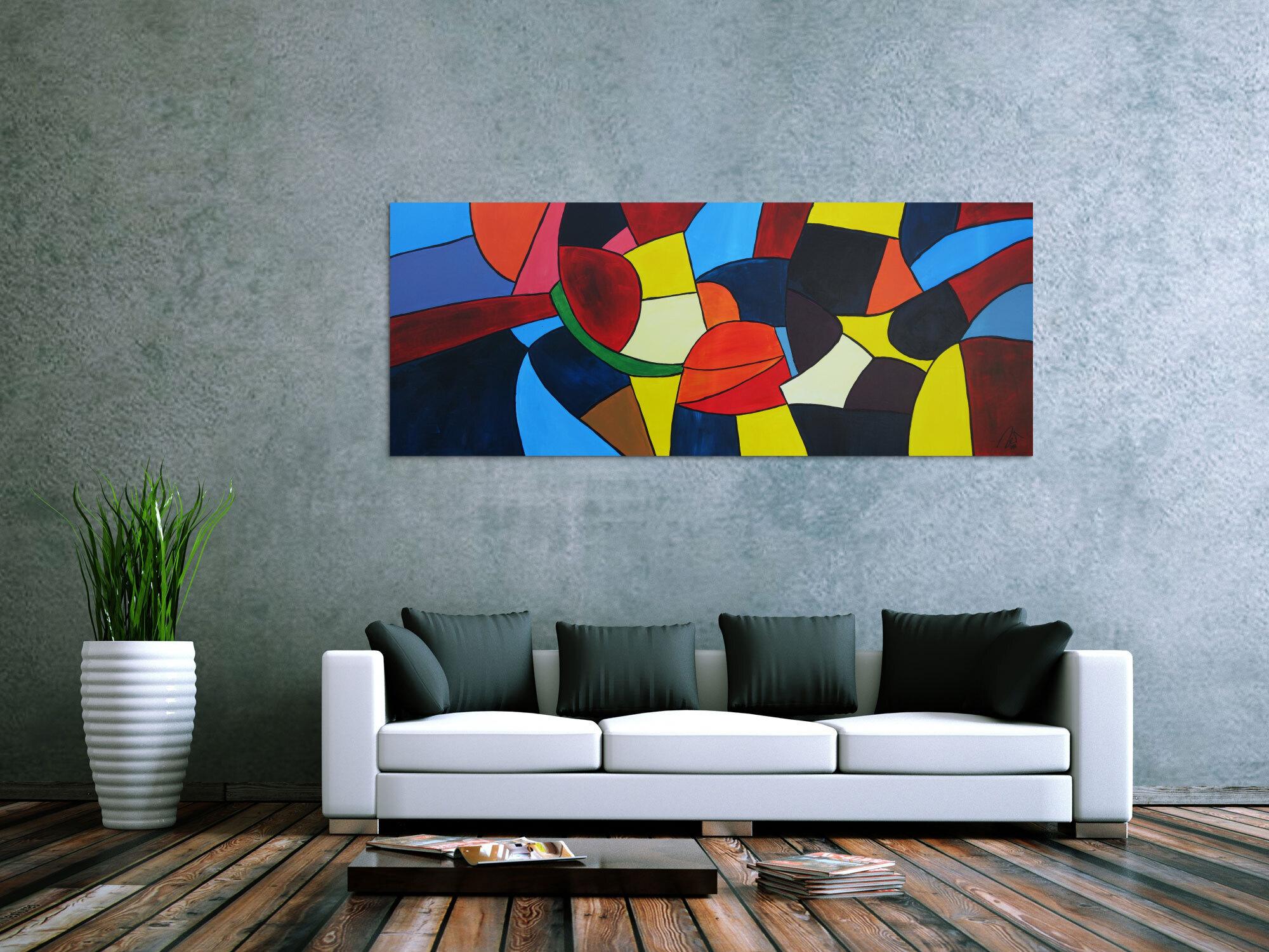 Abstraktes Acrylbild bunte Flächen sehr farbig modern zeitgenössisch