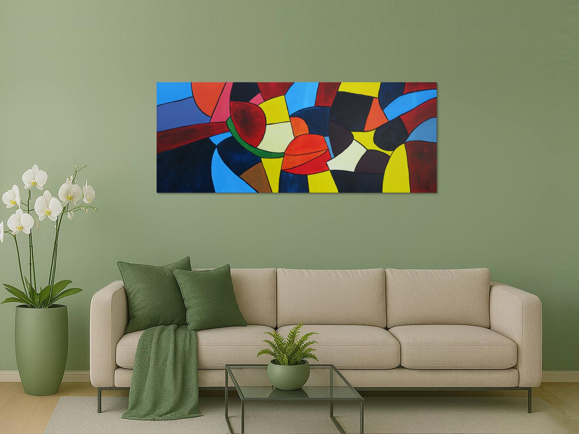 Abstraktes Acrylbild bunte Flächen sehr farbig modern zeitgenössisch