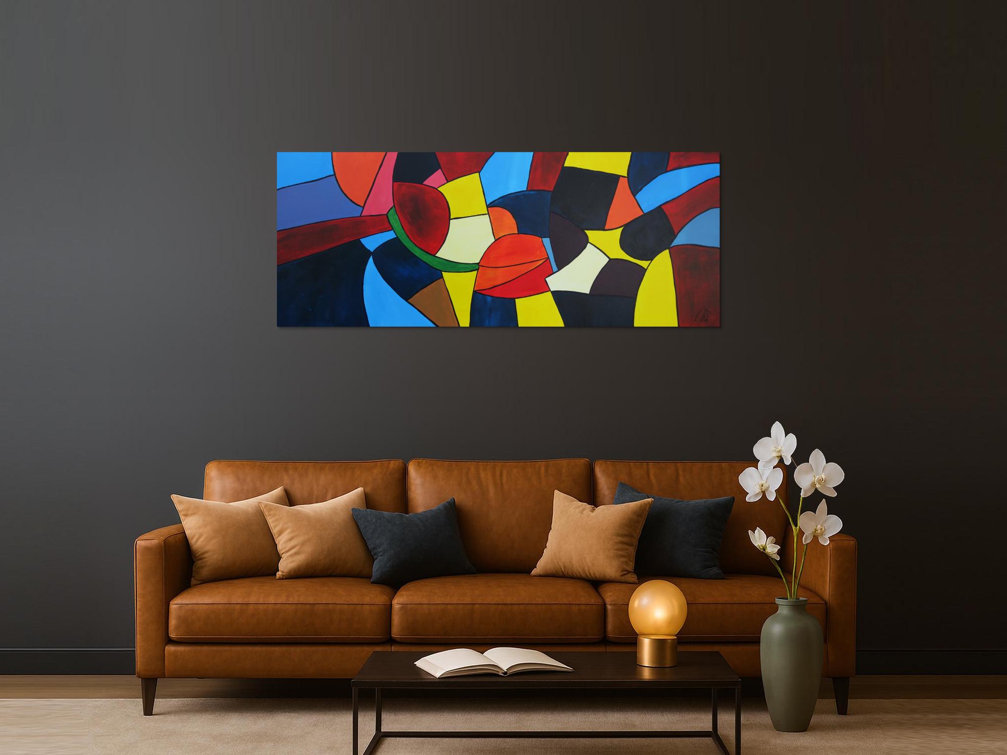 Abstraktes Acrylbild bunte Flächen sehr farbig modern zeitgenössisch