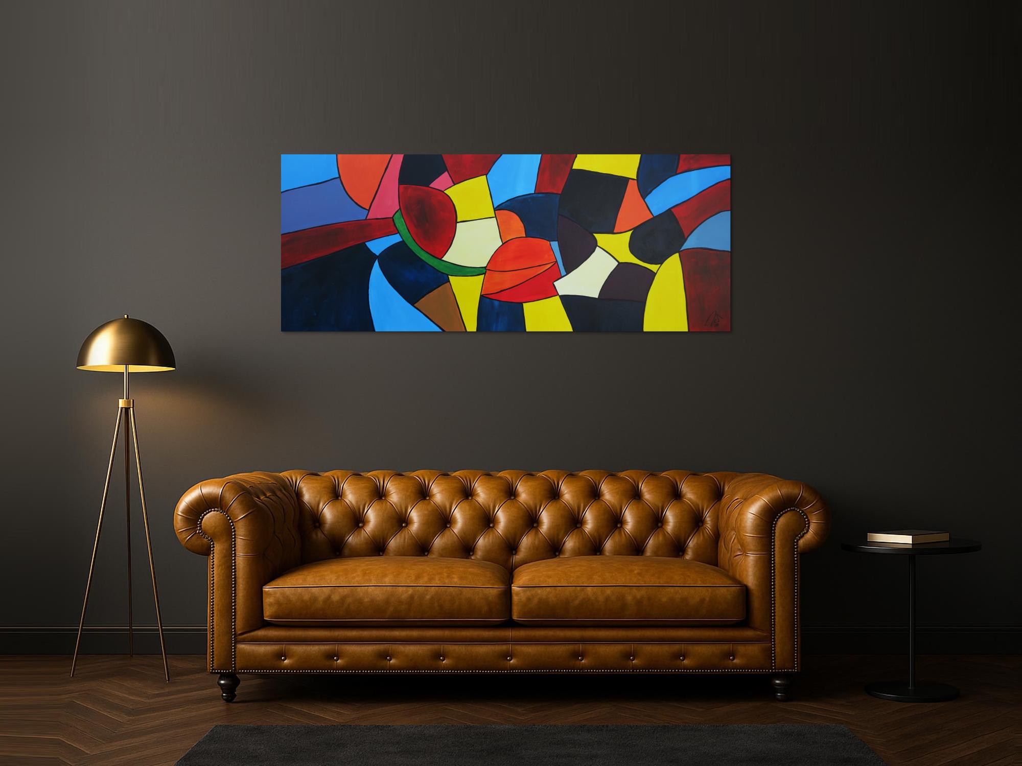 Abstraktes Acrylbild bunte Flächen sehr farbig modern zeitgenössisch