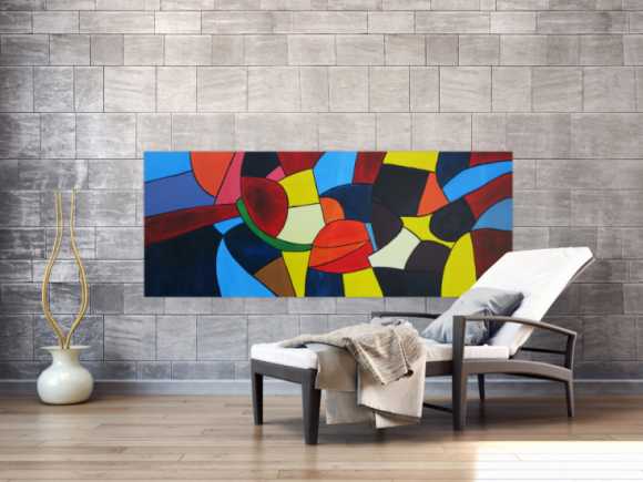 Abstraktes Acrylbild bunte Flächen sehr farbig modern zeitgenössisch