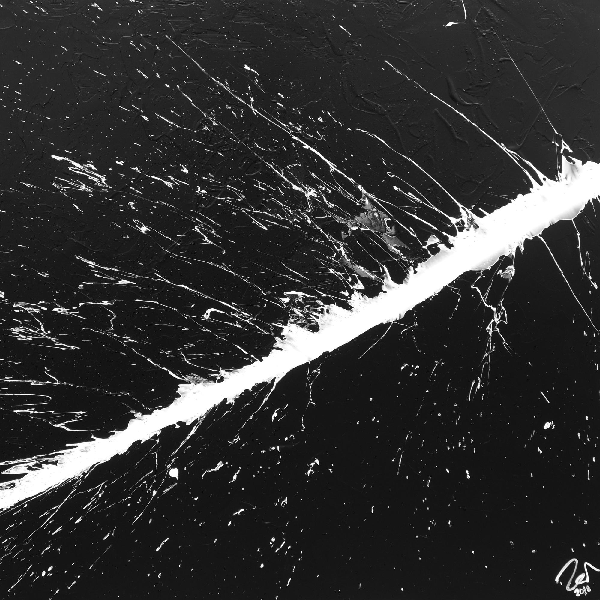 Modernes Acrylbild abstrakt schwarz weiß Action Painting expressionistisch