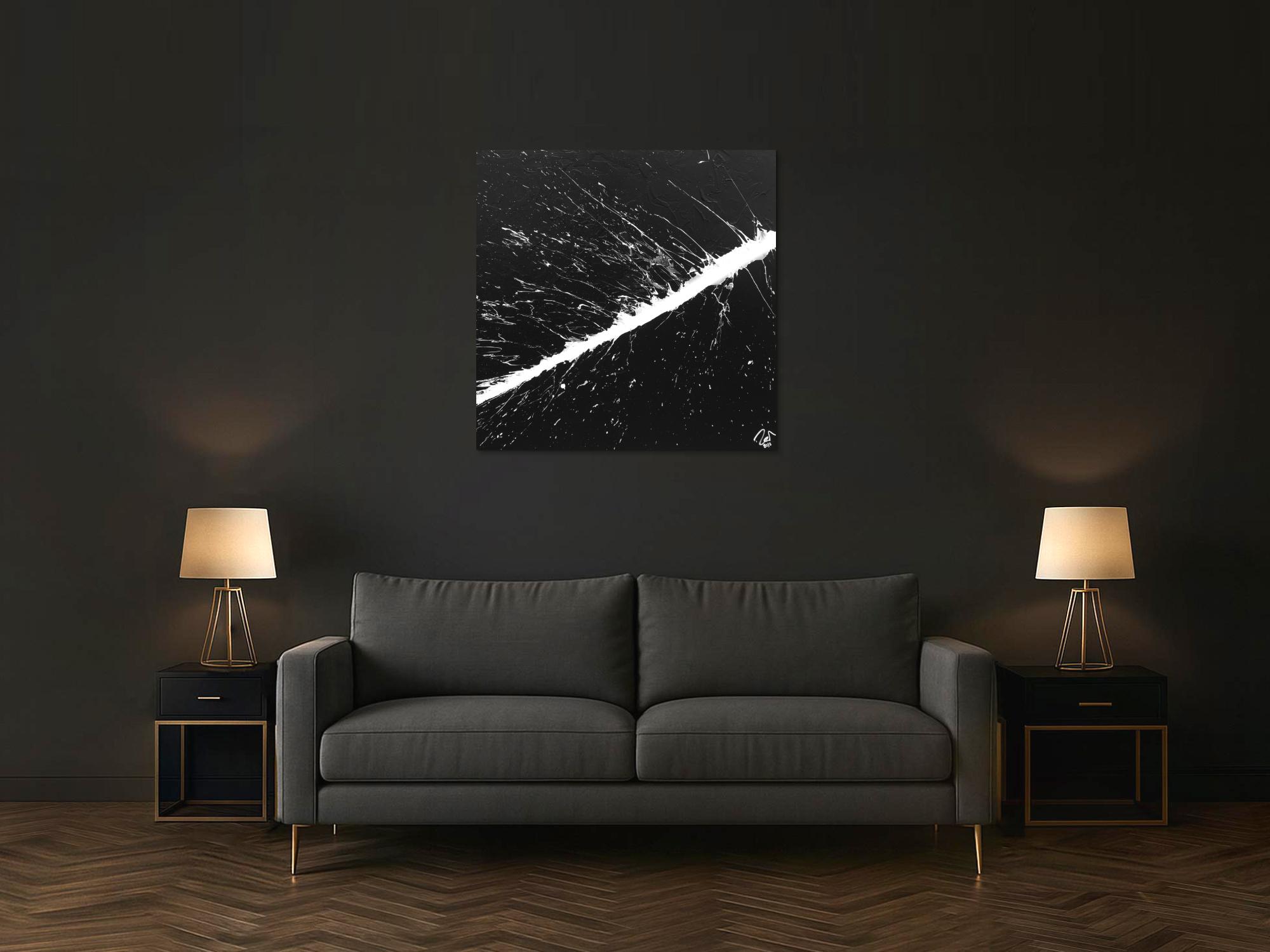 Modernes Acrylbild abstrakt schwarz weiß Action Painting expressionistisch