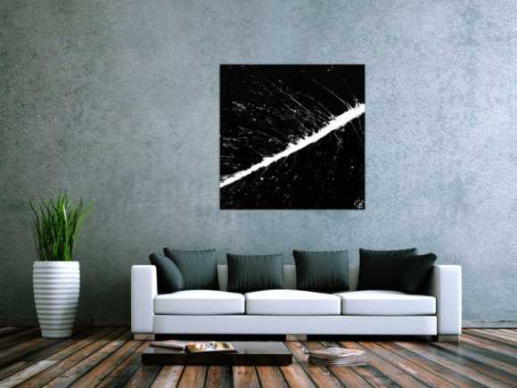 Modernes Acrylbild abstrakt schwarz weiß Action Painting expressionistisch