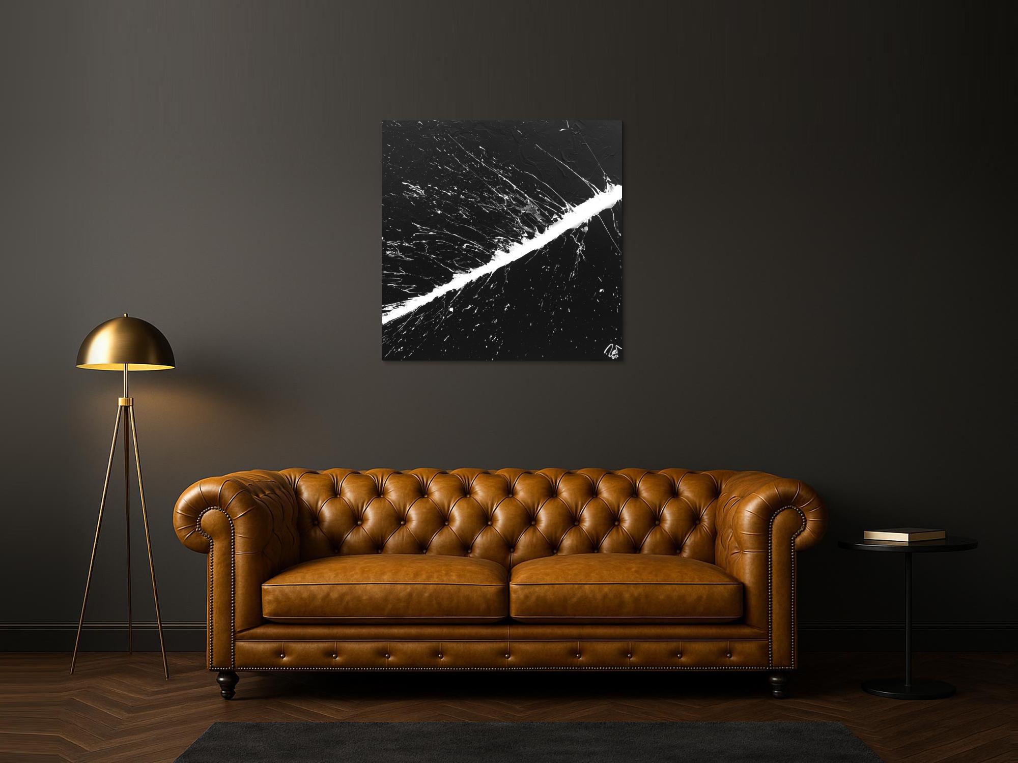 Modernes Acrylbild abstrakt schwarz weiß Action Painting expressionistisch