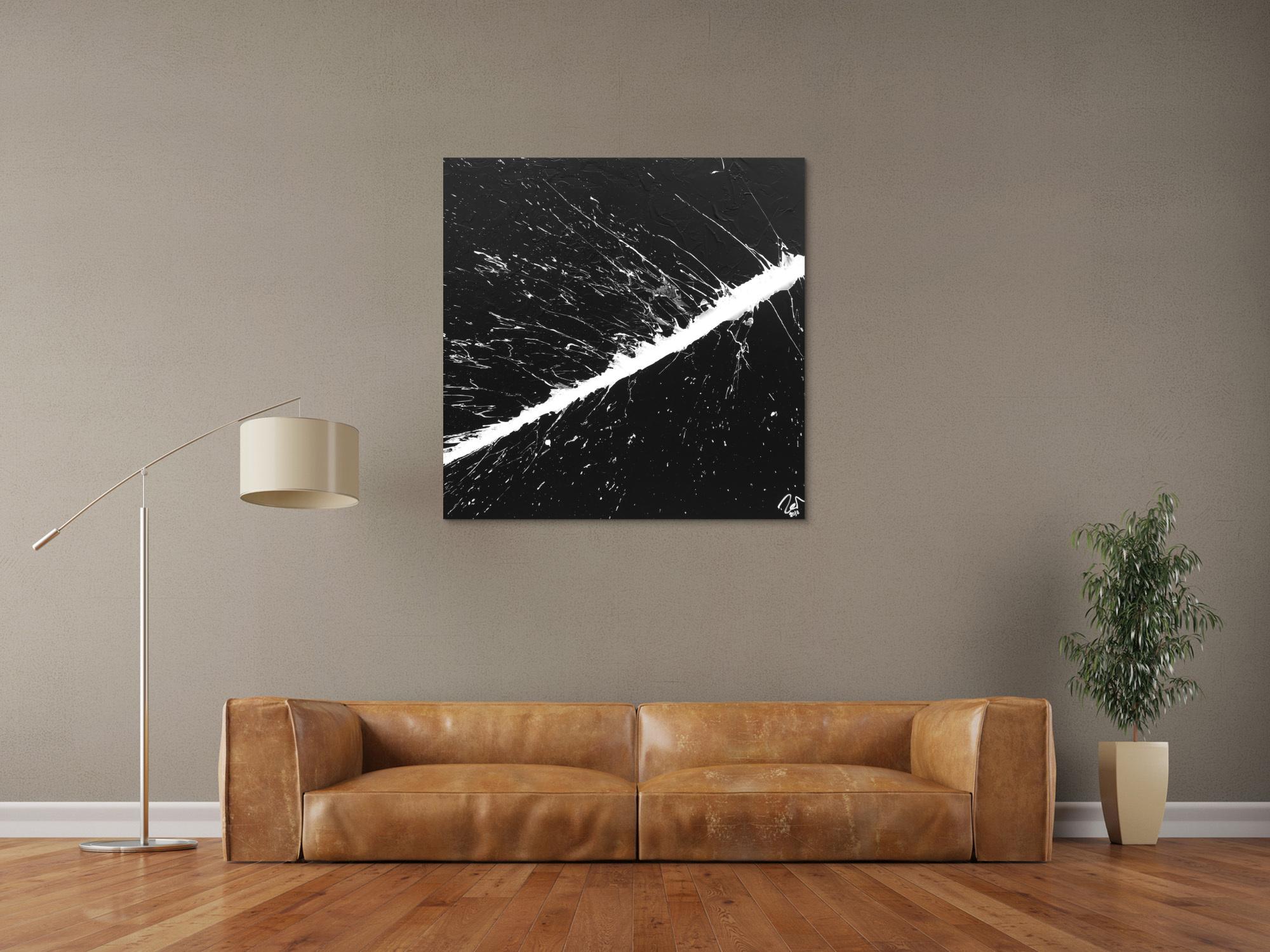 Modernes Acrylbild abstrakt schwarz weiß Action Painting expressionistisch